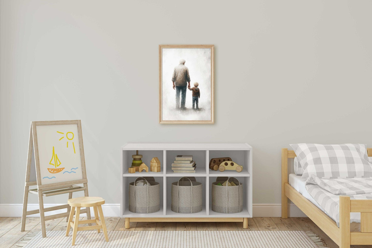 Grandfather & Grandson Art, Heartwarming Gift, Rustic Wall Decor - WildfieldPrints