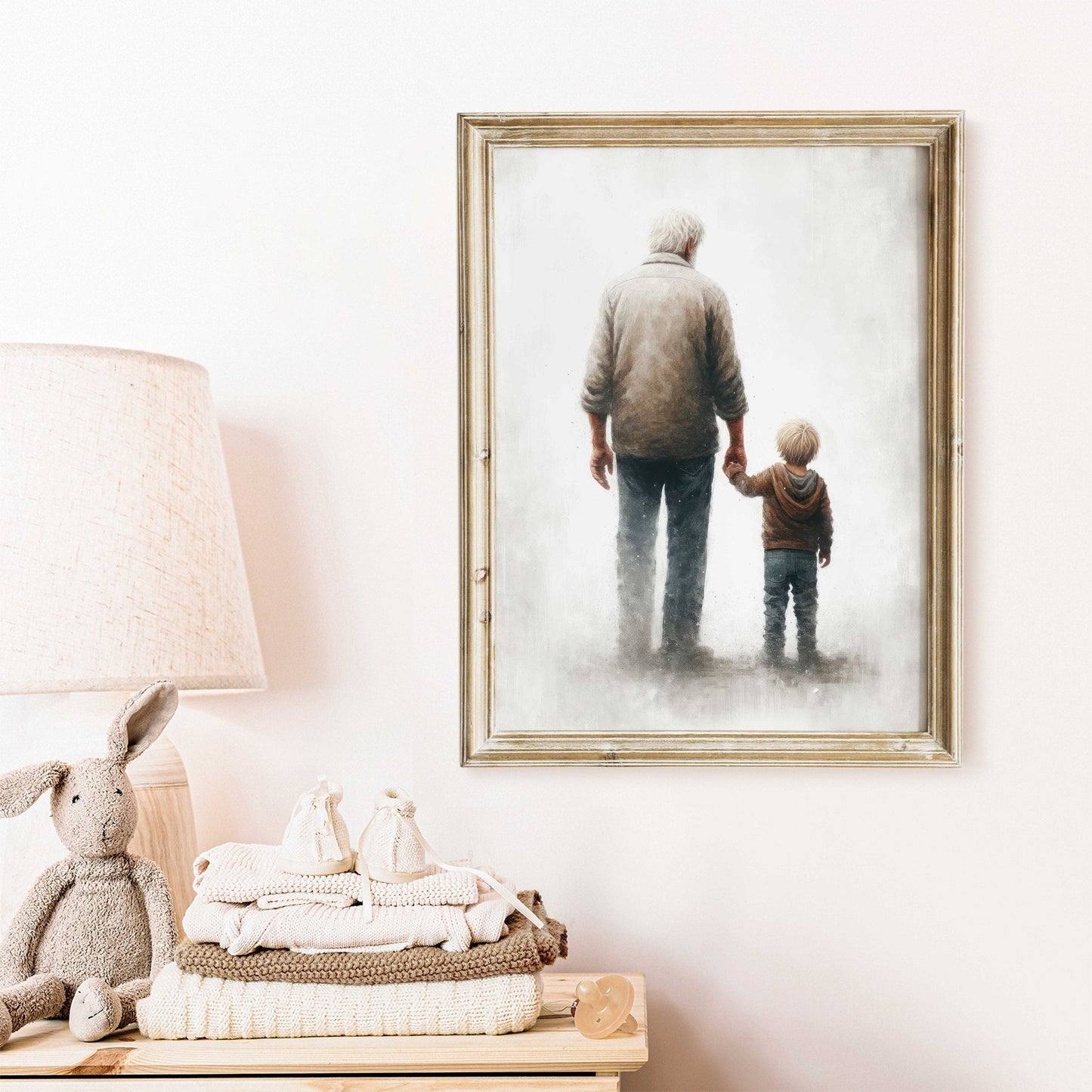 Grandfather & Grandson Art, Heartwarming Gift, Rustic Wall Decor - WildfieldPrints