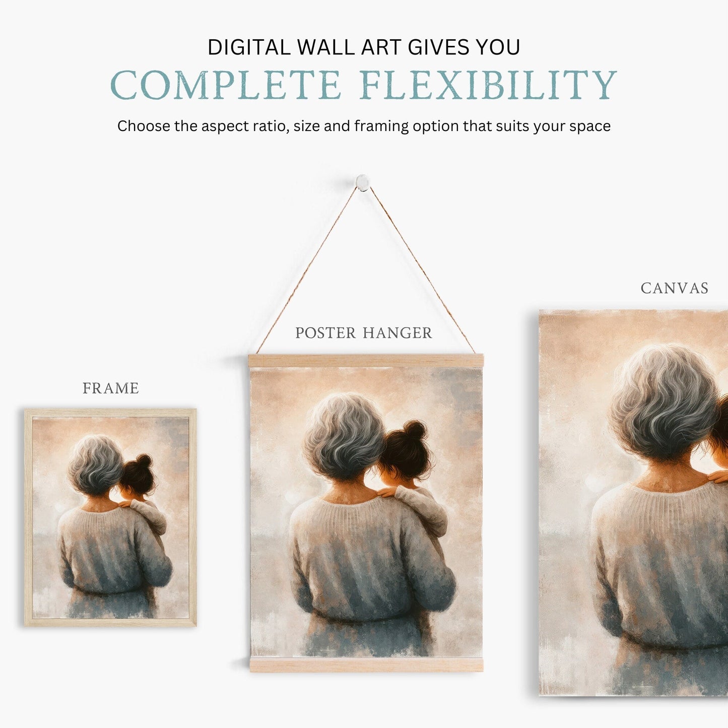 Grandmother and Granddaughter Wall Art, Heartwarming Gift for Family - WildfieldPrints