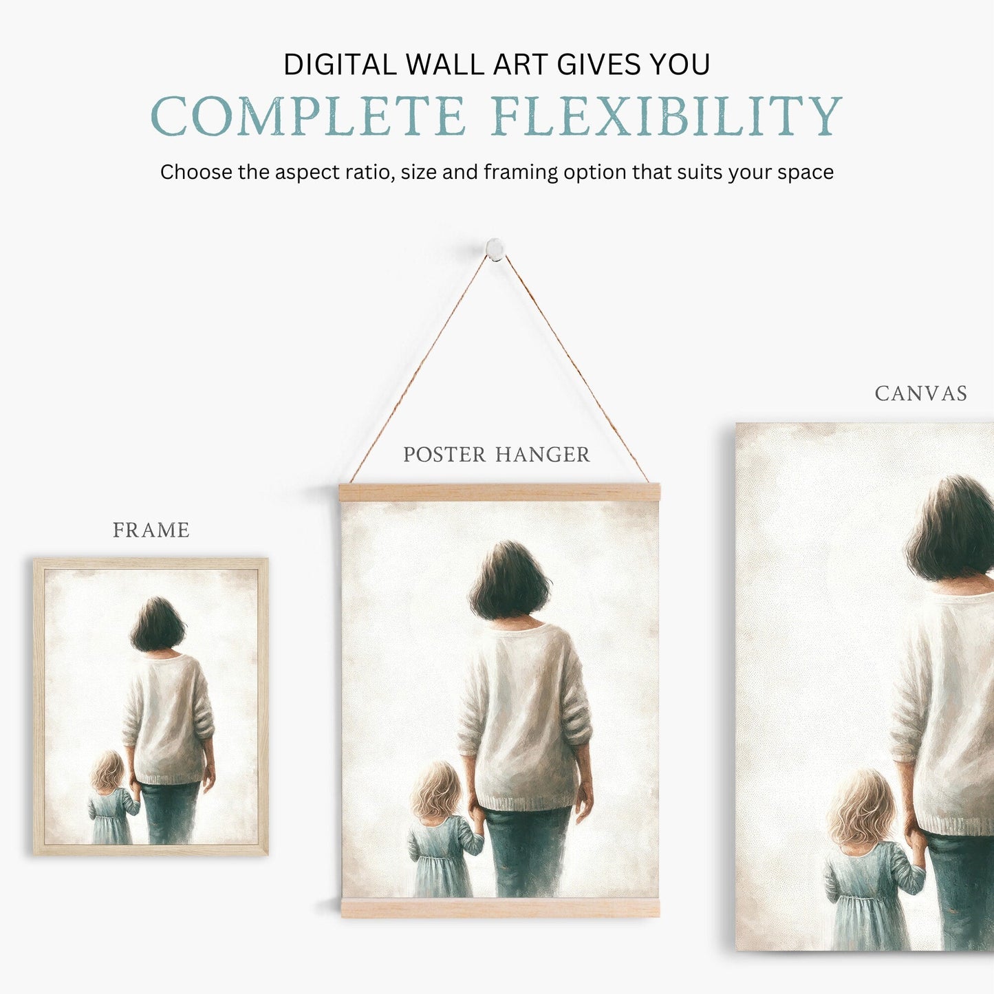 Grandmother & Granddaughter Art, Heartwarming Gift, Rustic Wall Decor - WildfieldPrints