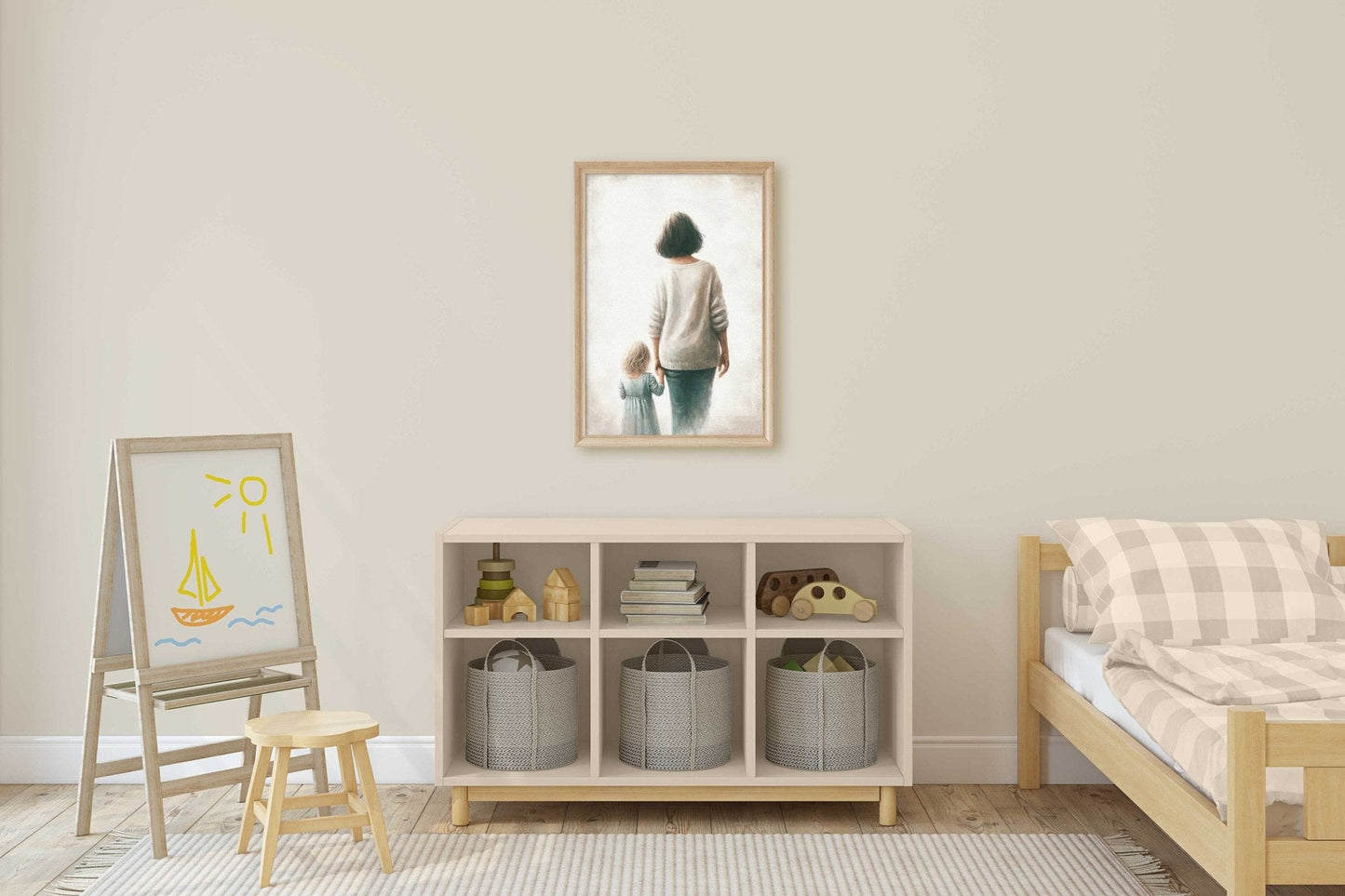 Grandmother & Granddaughter Art, Heartwarming Gift, Rustic Wall Decor - WildfieldPrints