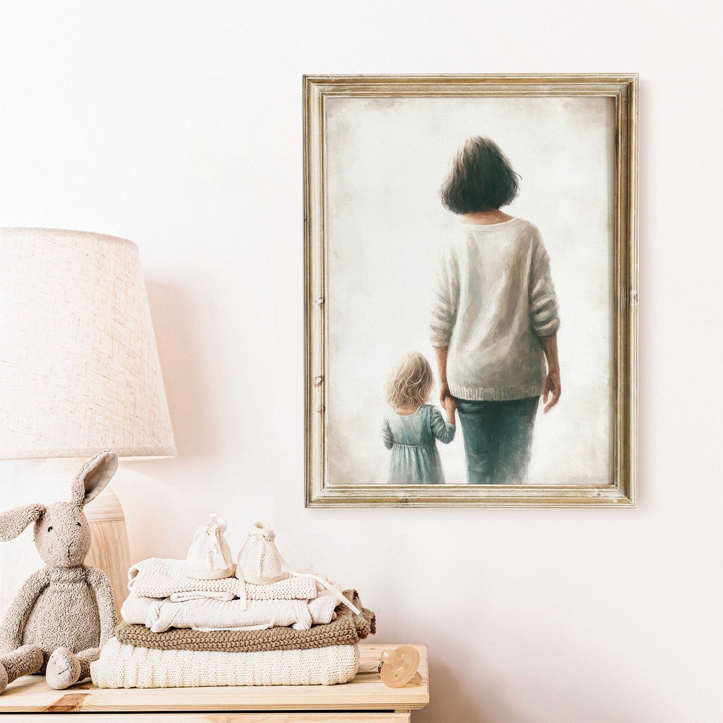 Grandmother & Granddaughter Art, Heartwarming Gift, Rustic Wall Decor - WildfieldPrints