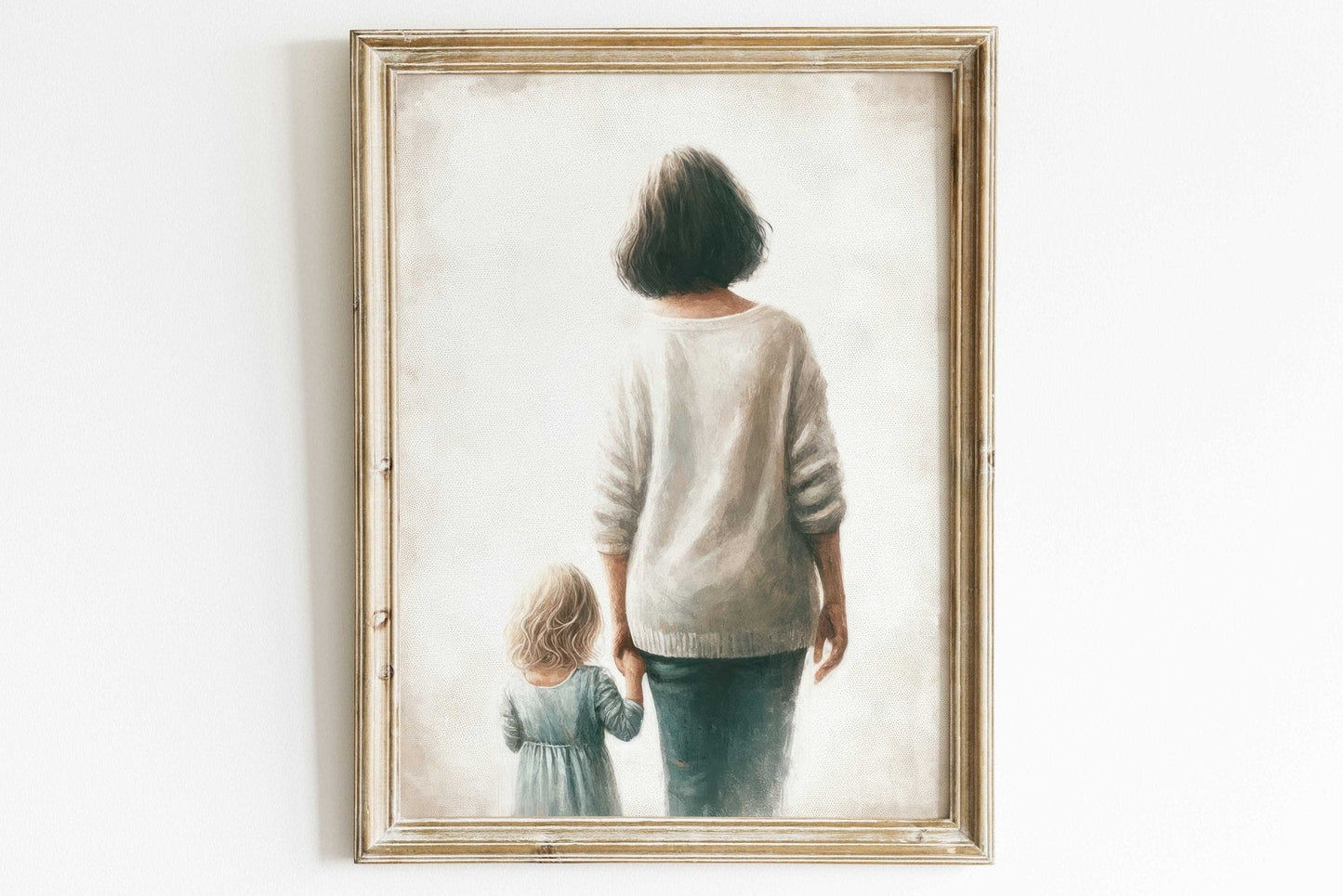 Grandmother & Granddaughter Art, Heartwarming Gift, Rustic Wall Decor - WildfieldPrints