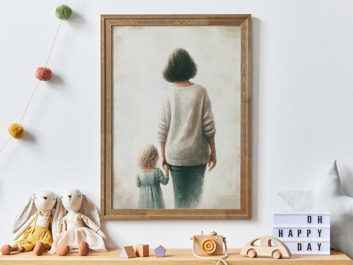 Grandmother & Granddaughter Art, Heartwarming Gift, Rustic Wall Decor - WildfieldPrints