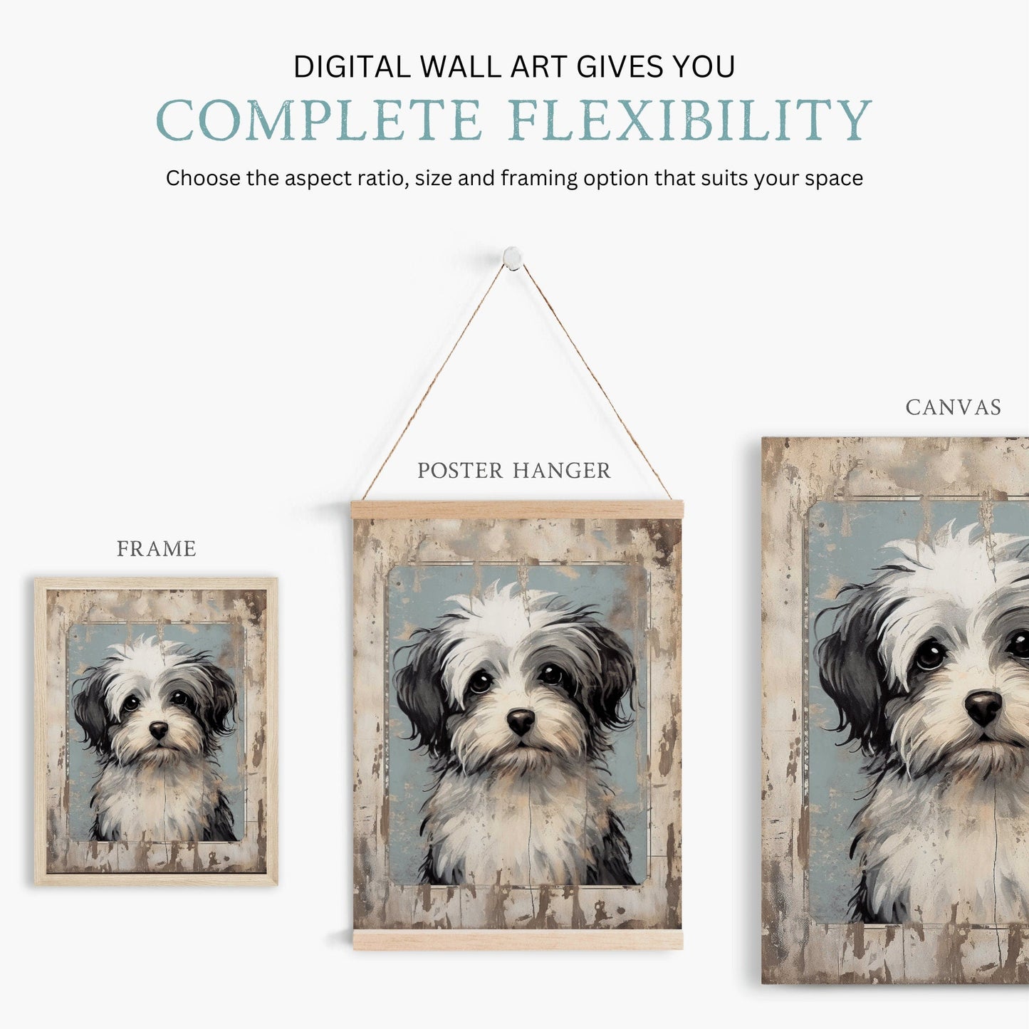 Havanese Dog Print, Rustic Farmhouse Wall Art, Gift for Dog Lovers - WildfieldPrints