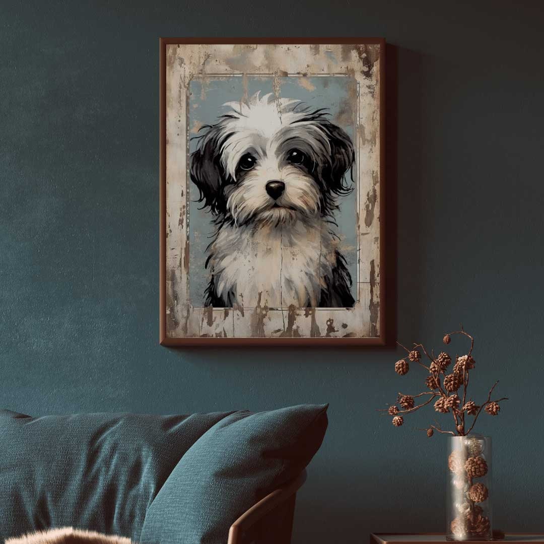 Havanese Dog Print, Rustic Farmhouse Wall Art, Gift for Dog Lovers - WildfieldPrints