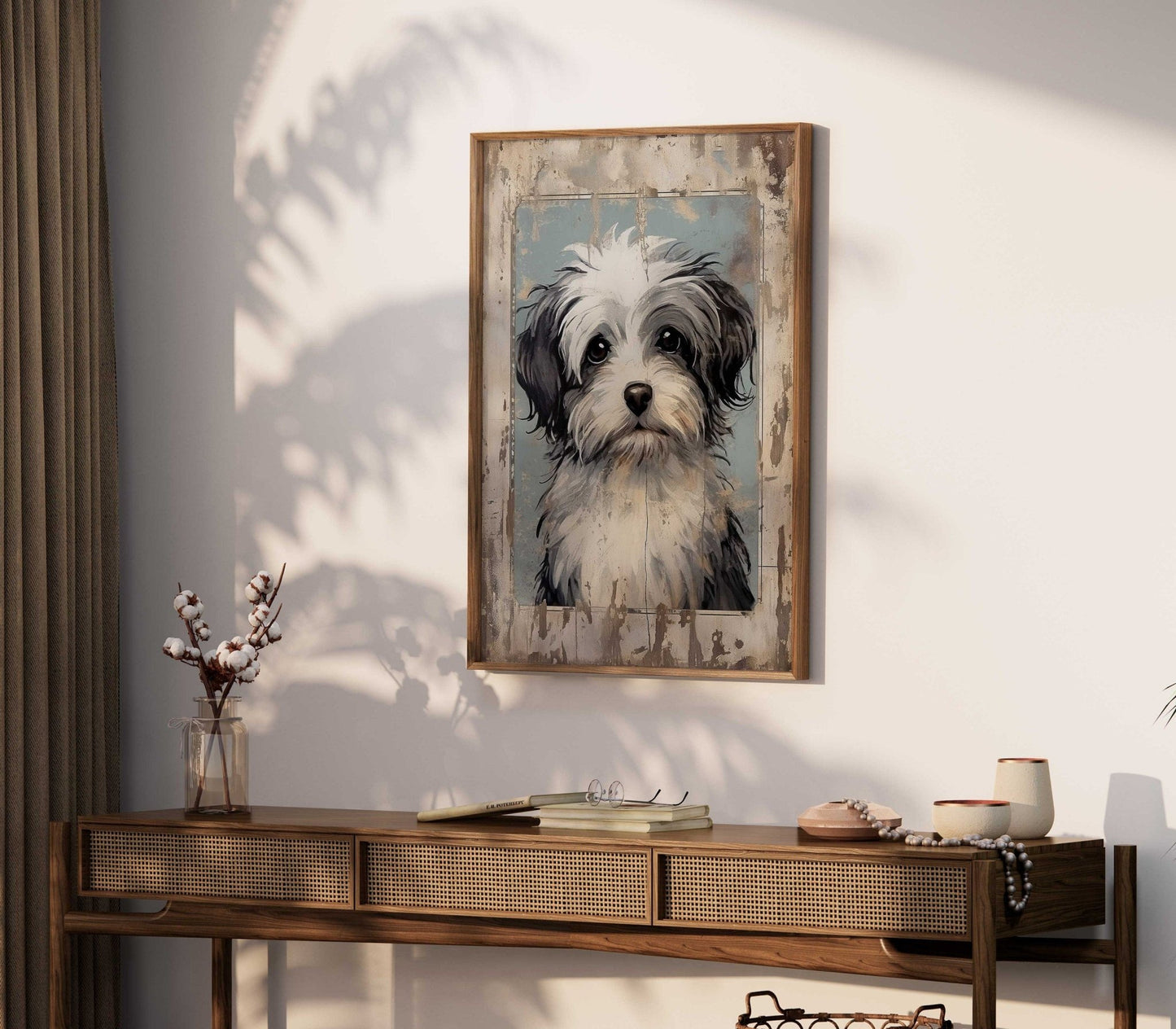 Havanese Dog Print, Rustic Farmhouse Wall Art, Gift for Dog Lovers - WildfieldPrints