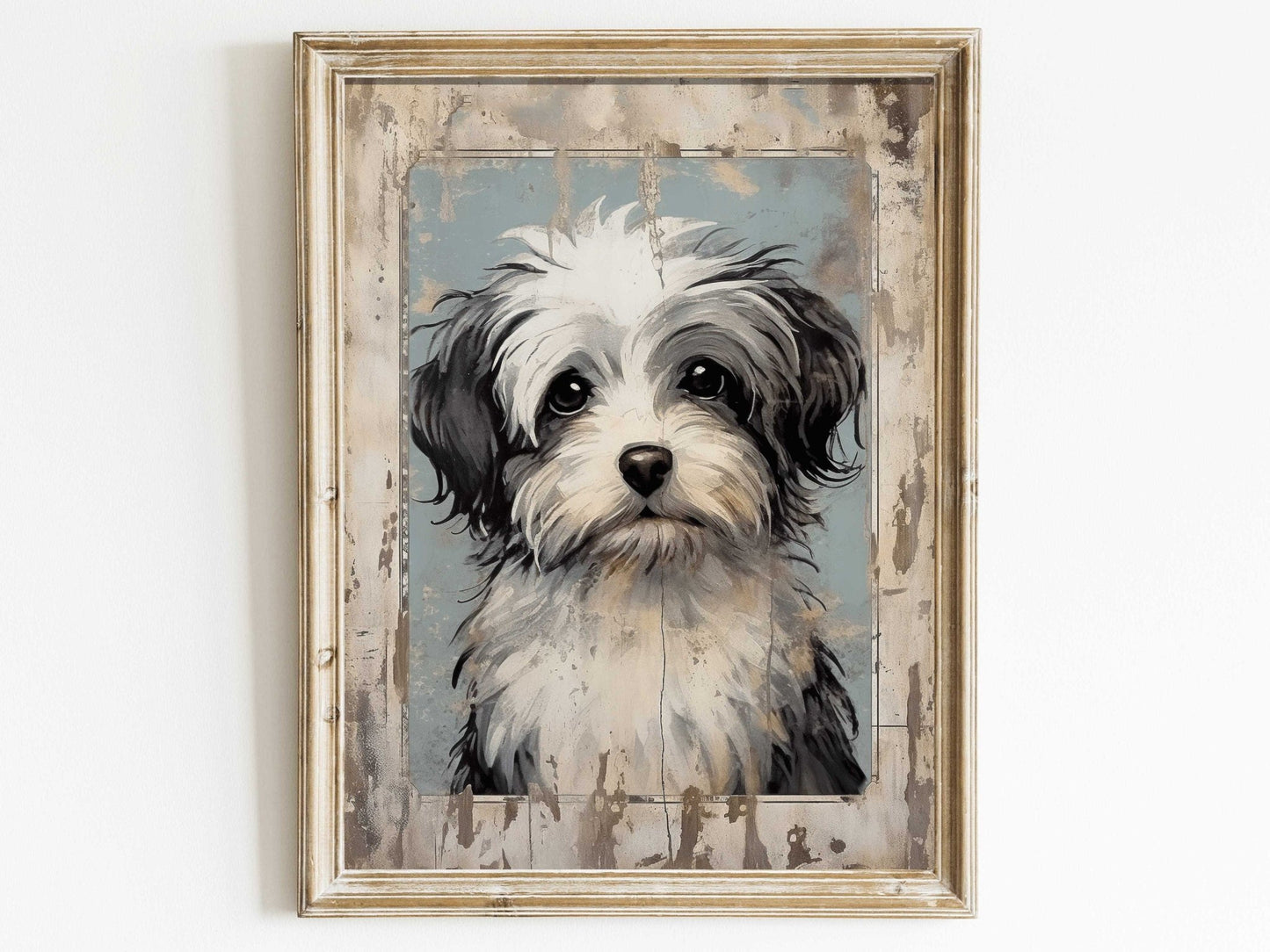 Havanese Dog Print, Rustic Farmhouse Wall Art, Gift for Dog Lovers - WildfieldPrints