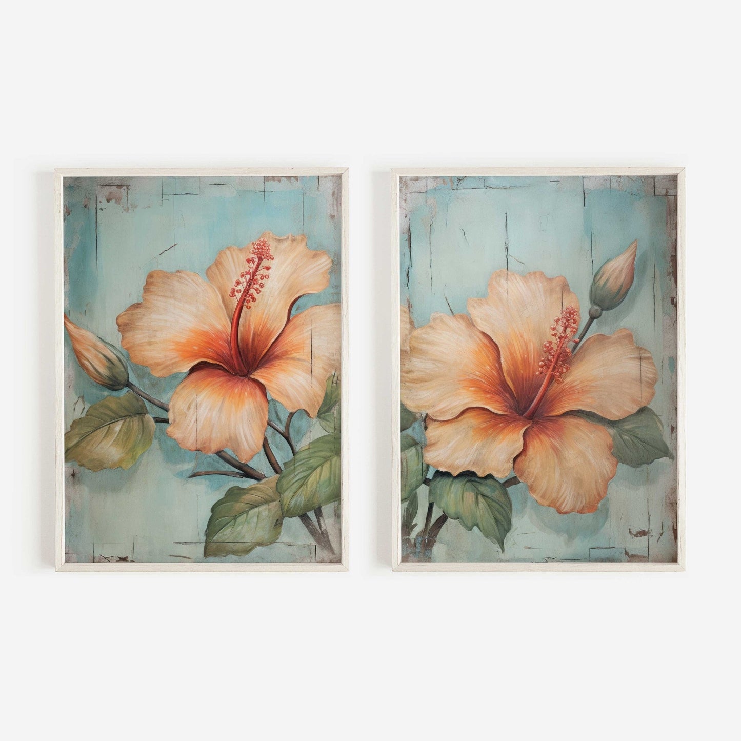 Hibiscus Print, Rustic Floral Wall Art, Farmhouse Home Decor - WildfieldPrints