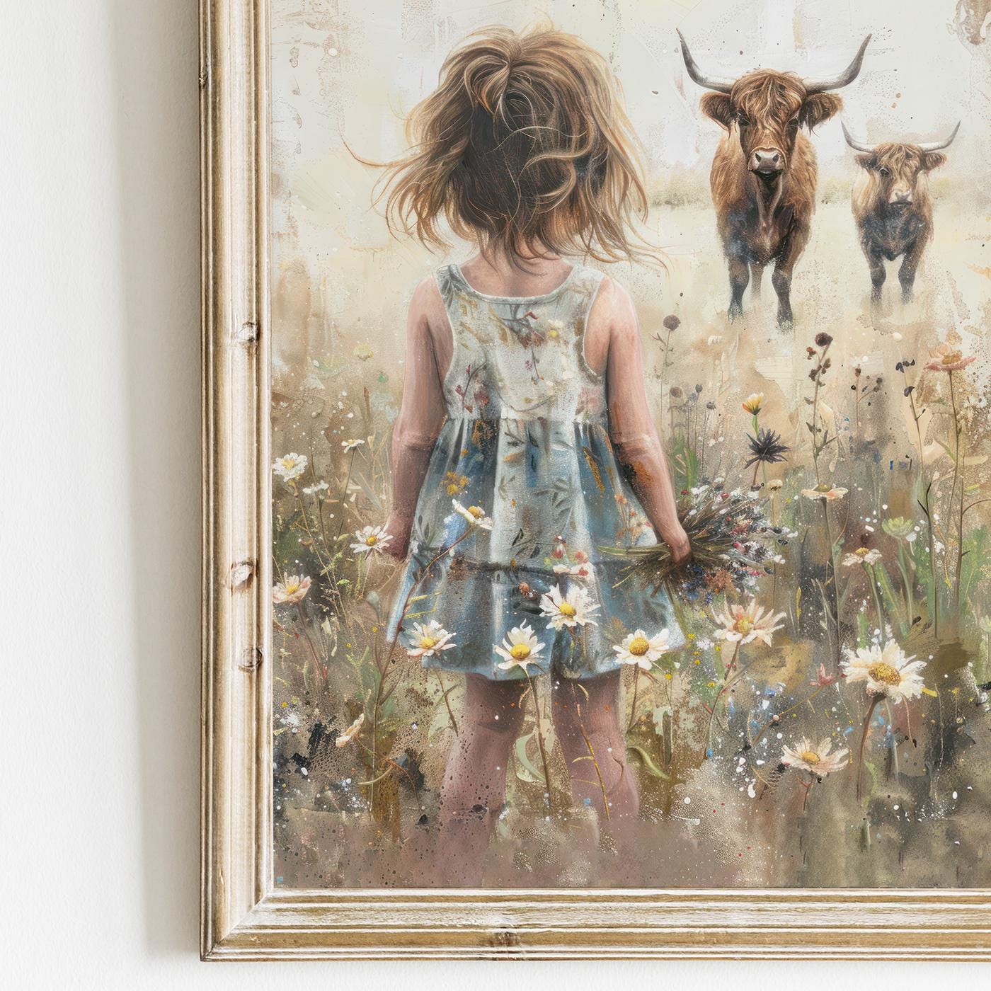 Highland Cow Nursery Print, Vintage Farmhouse Decor, Girls Room Art - WildfieldPrints