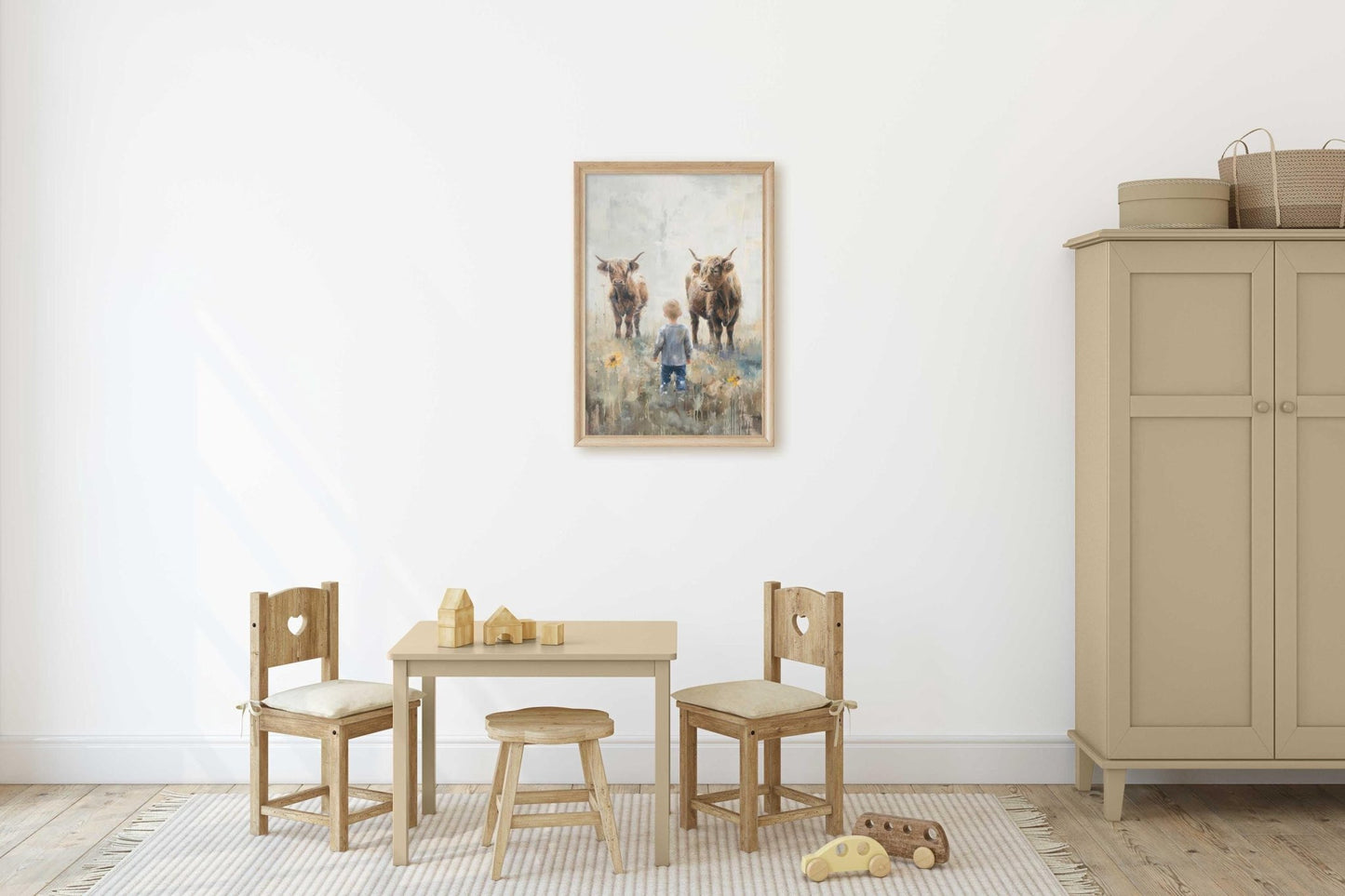 Highland Cow Nursery Wall Art, Farmhouse Decor for Boys' Rooms - WildfieldPrints