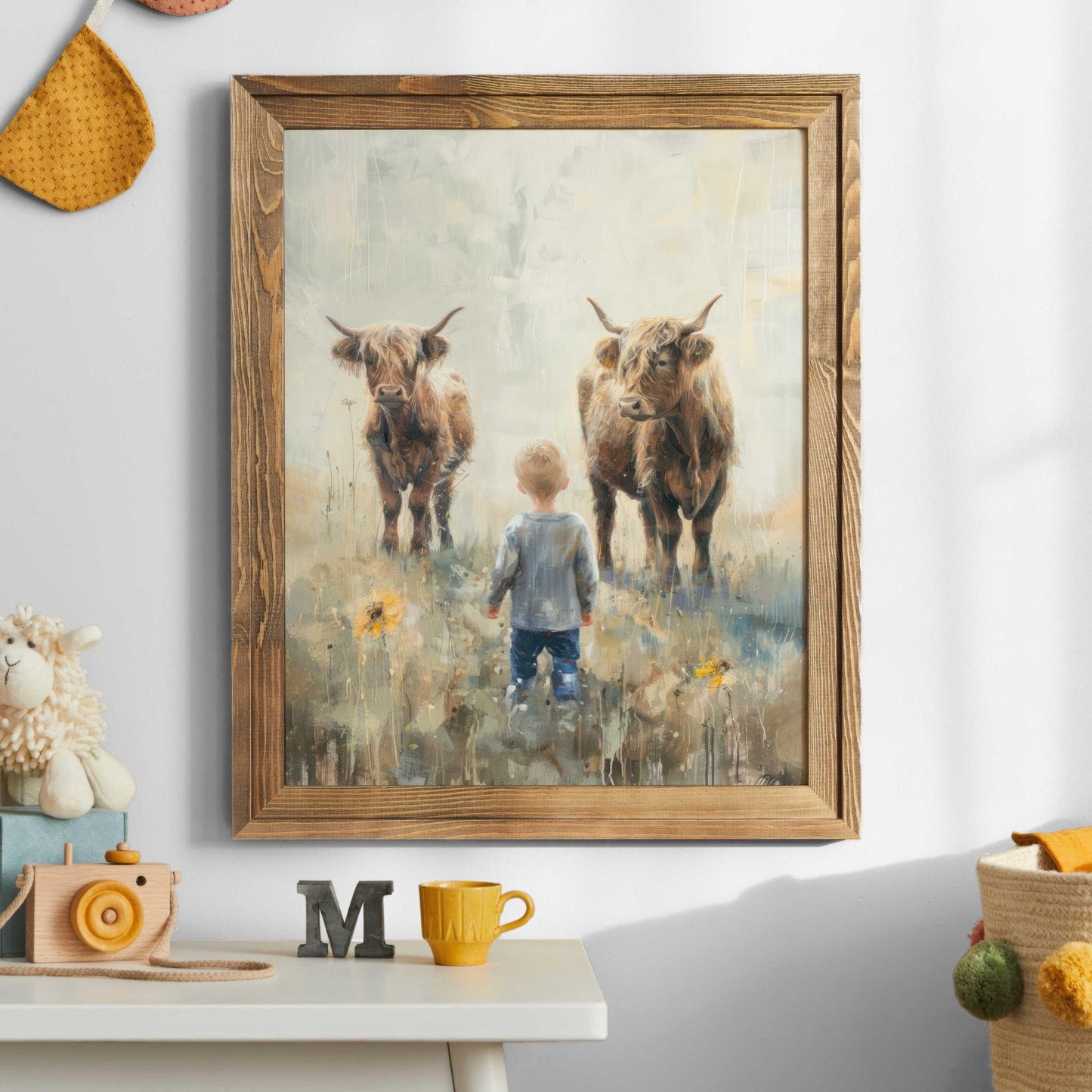 Highland Cow Nursery Wall Art, Farmhouse Decor for Boys' Rooms - WildfieldPrints