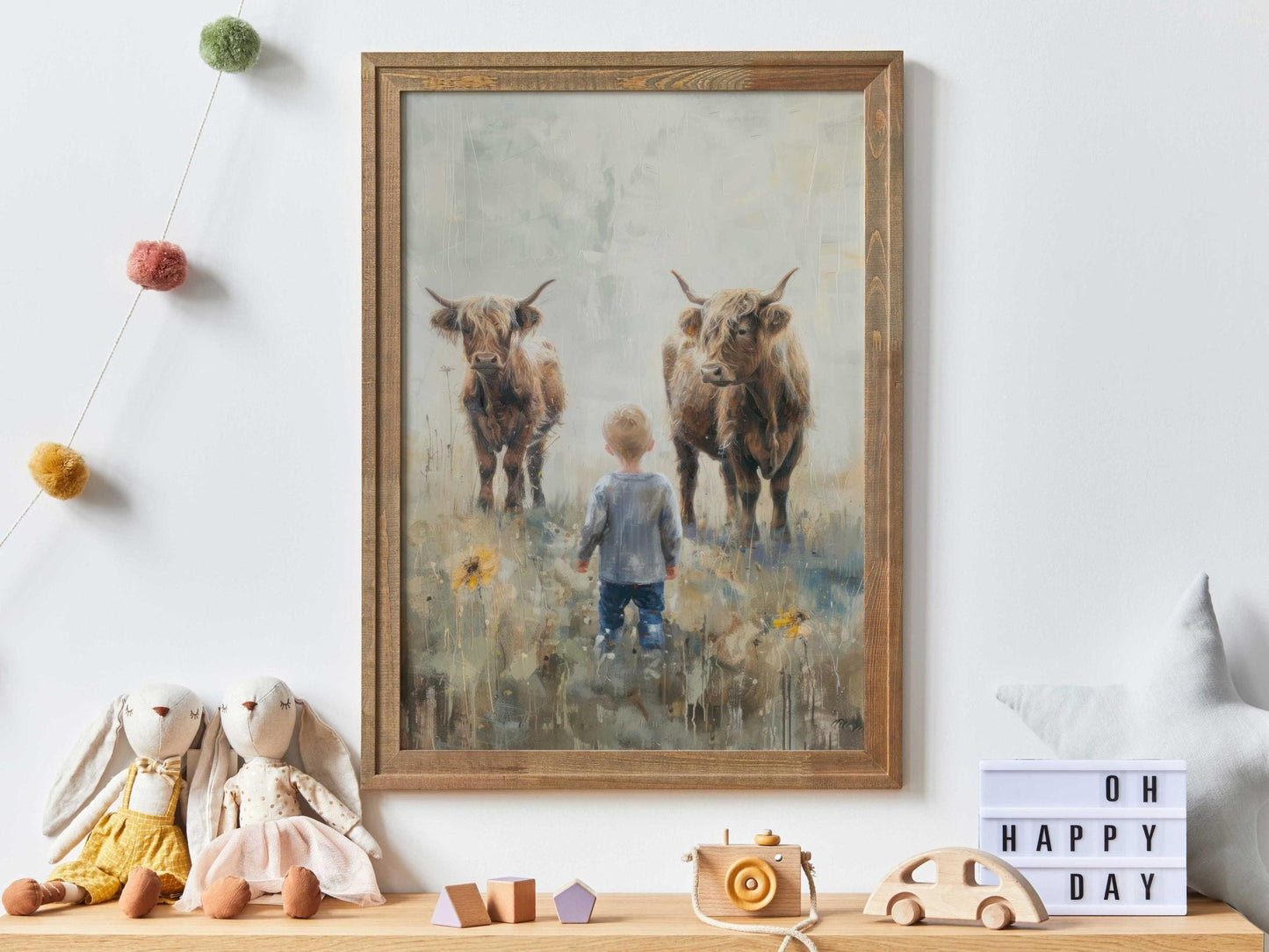 Highland Cow Nursery Wall Art, Farmhouse Decor for Boys' Rooms - WildfieldPrints