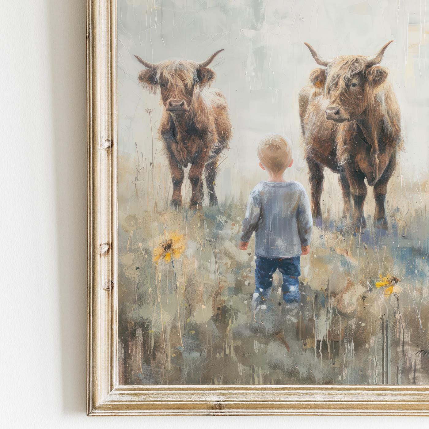 Highland Cow Nursery Wall Art, Farmhouse Decor for Boys' Rooms - WildfieldPrints