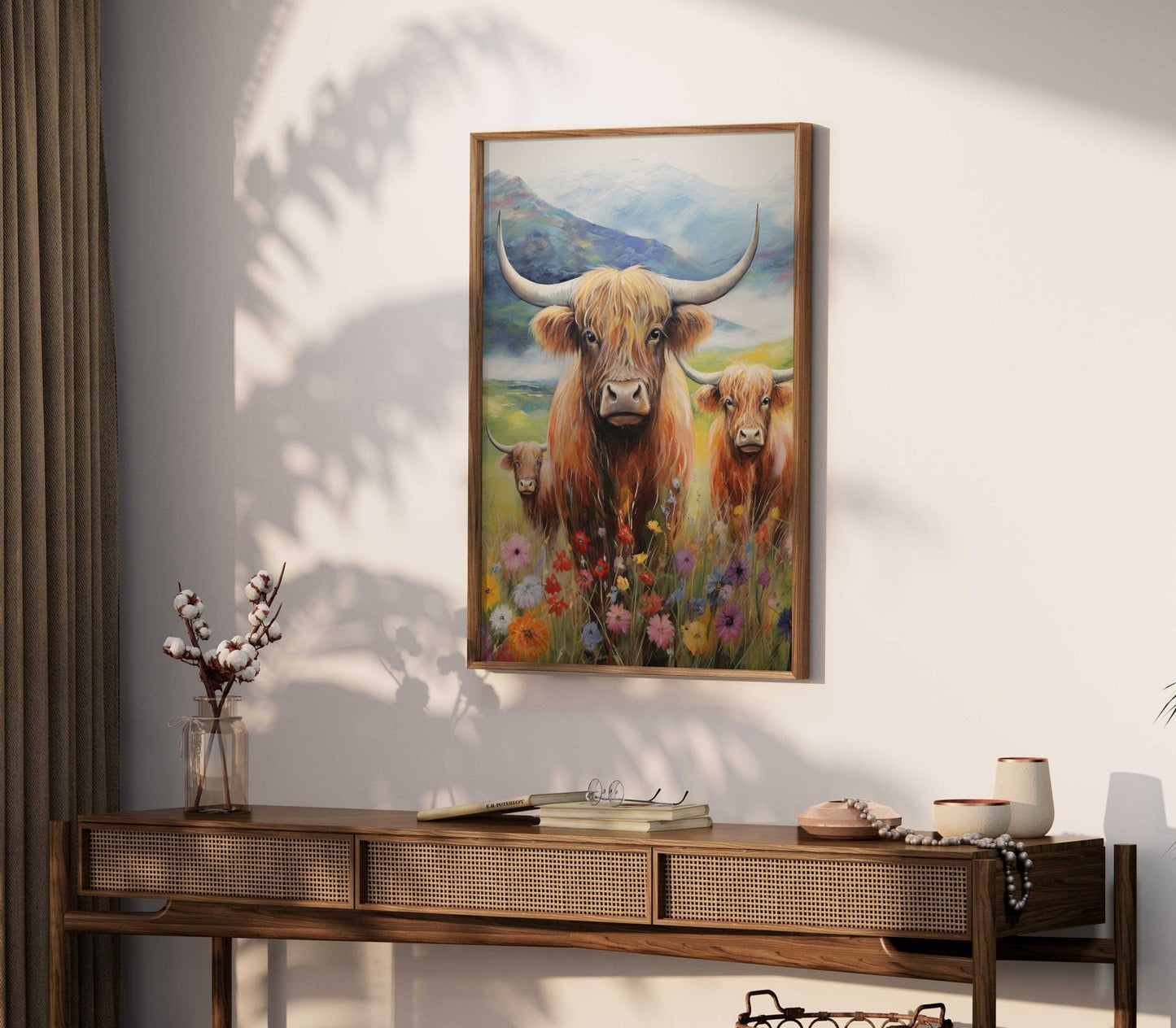 Highland Cow Wall Art, Rustic Farmhouse Decor, Country Style Print - WildfieldPrints