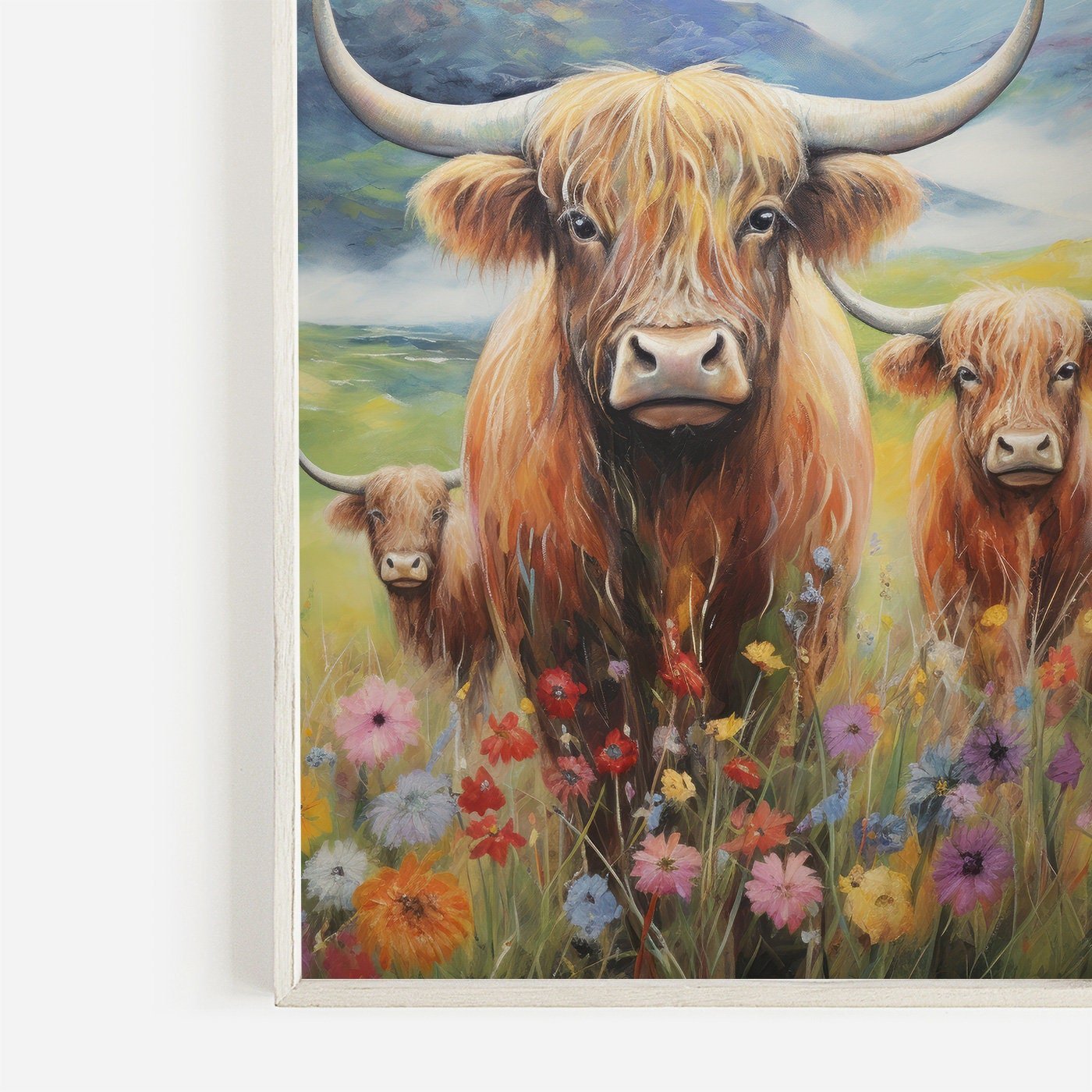 Highland Cow Wall Art, Rustic Farmhouse Decor, Country Style Print - WildfieldPrints