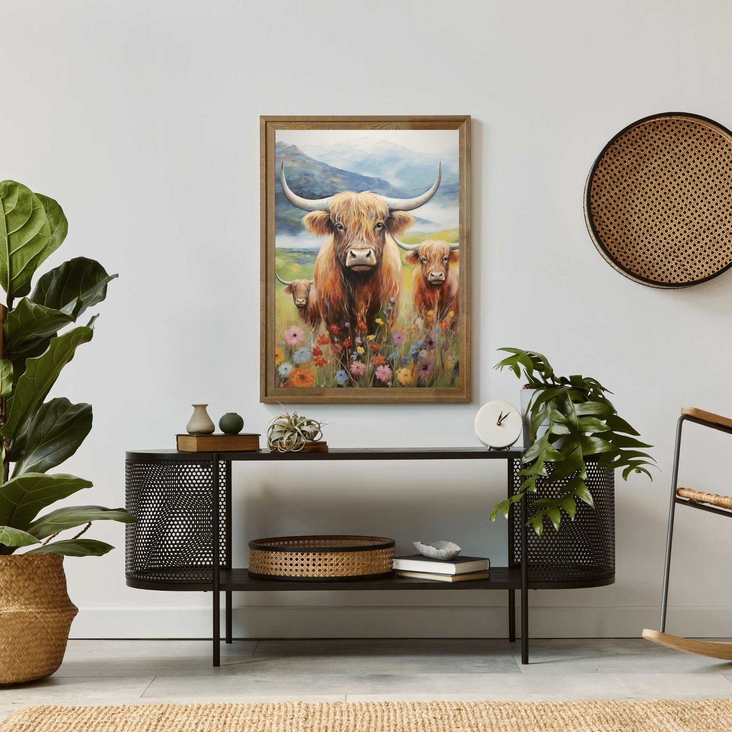 Highland Cow Wall Art, Rustic Farmhouse Decor, Country Style Print - WildfieldPrints