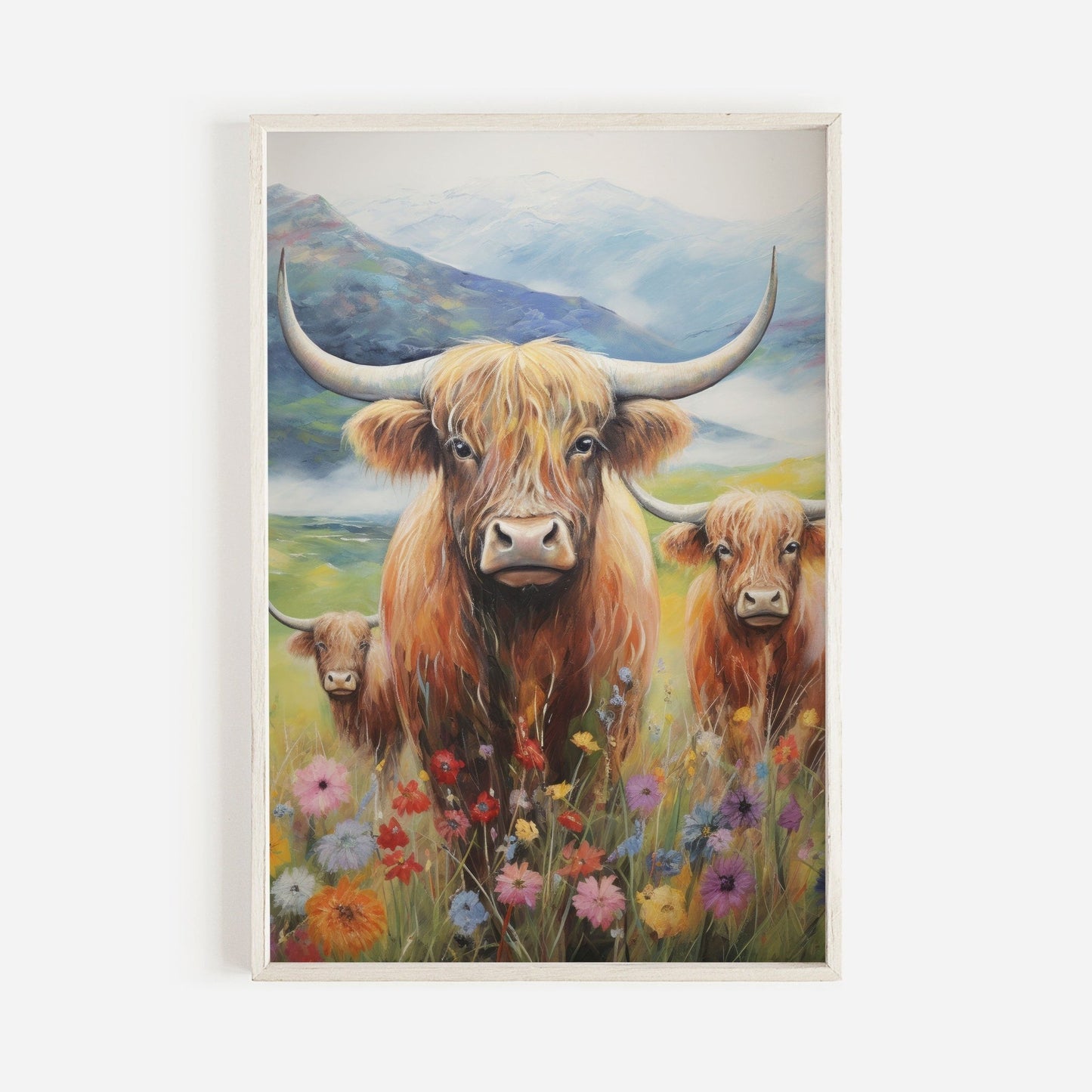 Highland Cow Wall Art, Rustic Farmhouse Decor, Country Style Print - WildfieldPrints