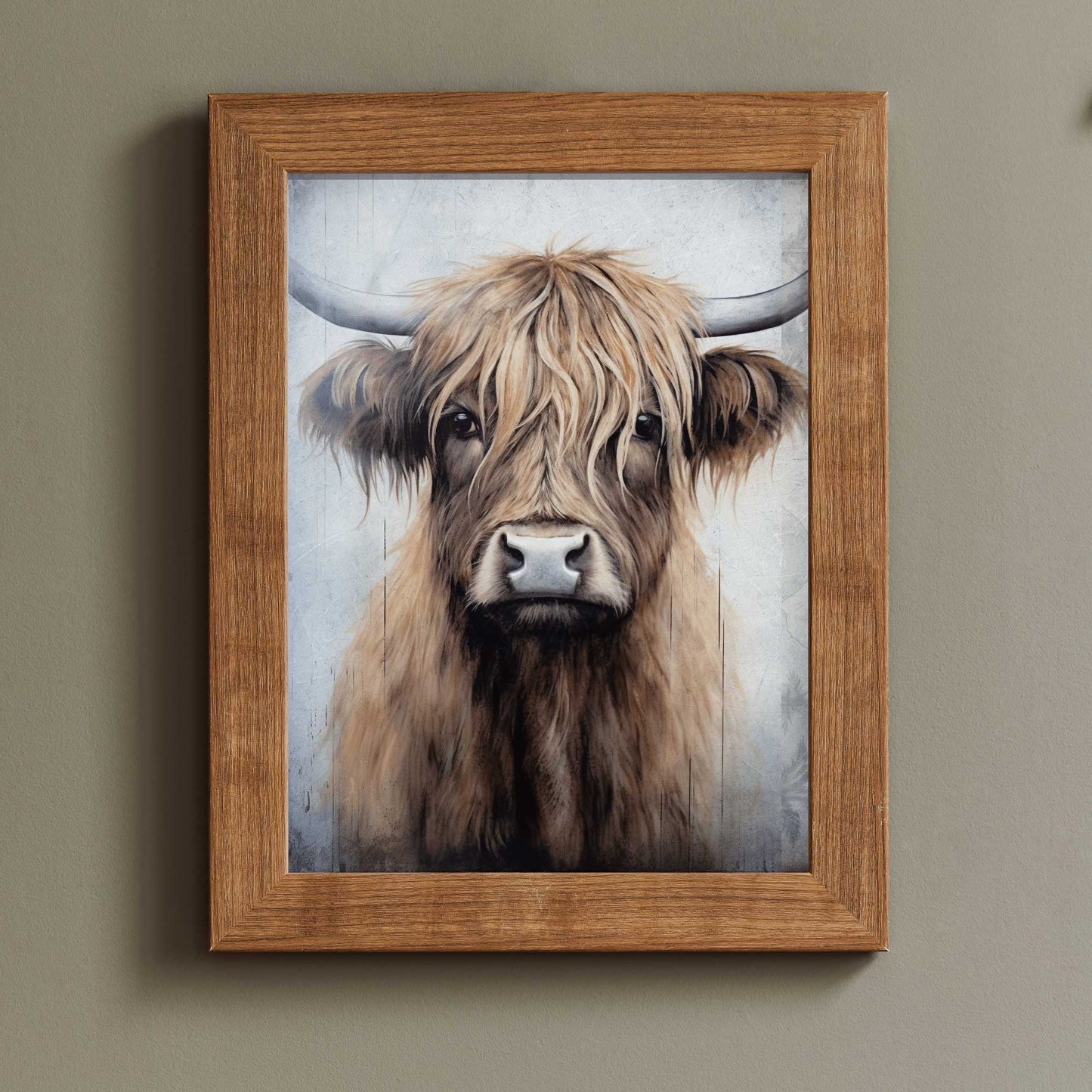 Highland Cow Wall Art, Rustic Farmhouse Decor, Vintage Country Painting - WildfieldPrints