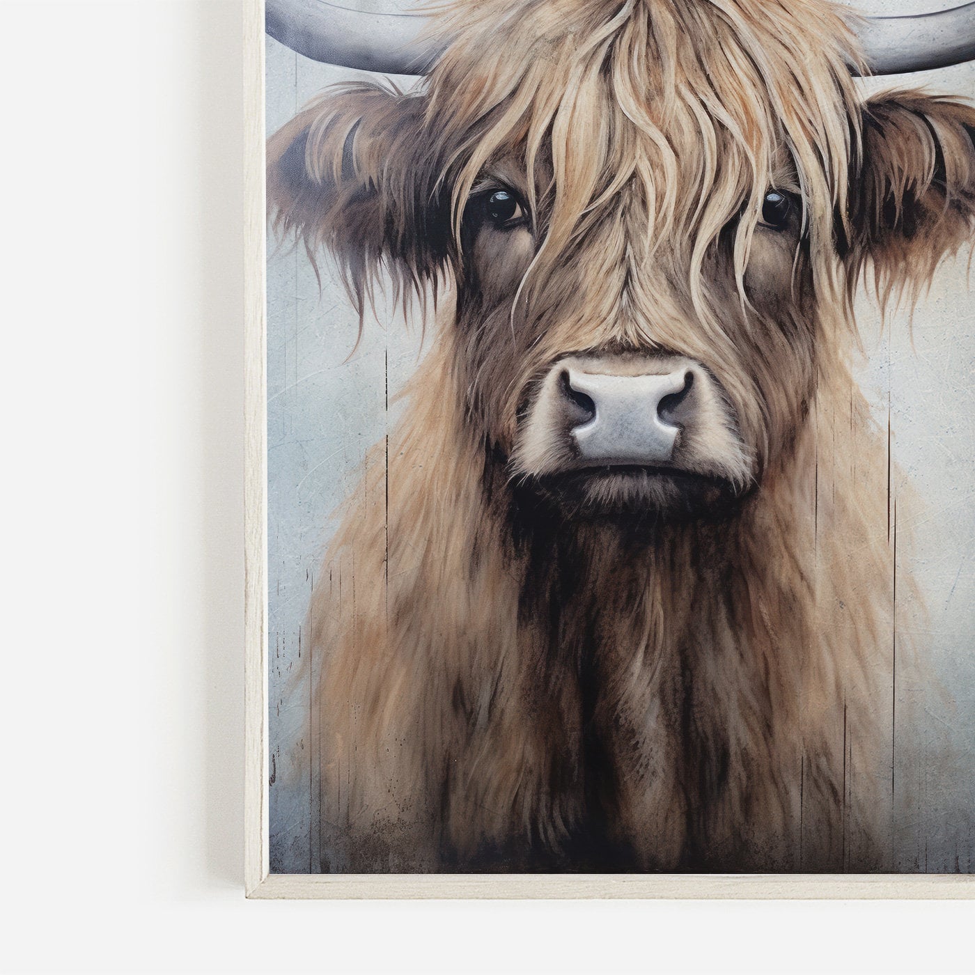 Highland Cow Wall Art, Rustic Farmhouse Decor, Vintage Country Painting - WildfieldPrints