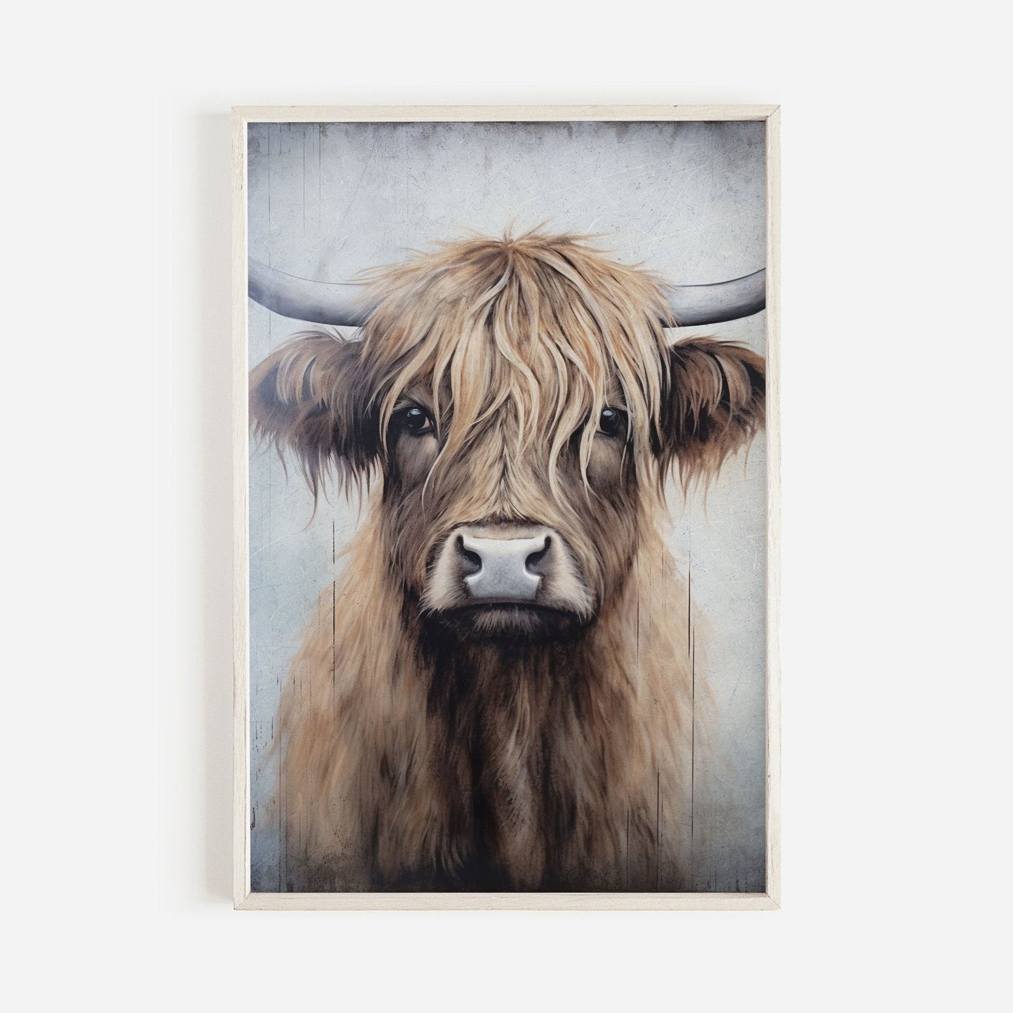Highland Cow Wall Art, Rustic Farmhouse Decor, Vintage Country Painting - WildfieldPrints