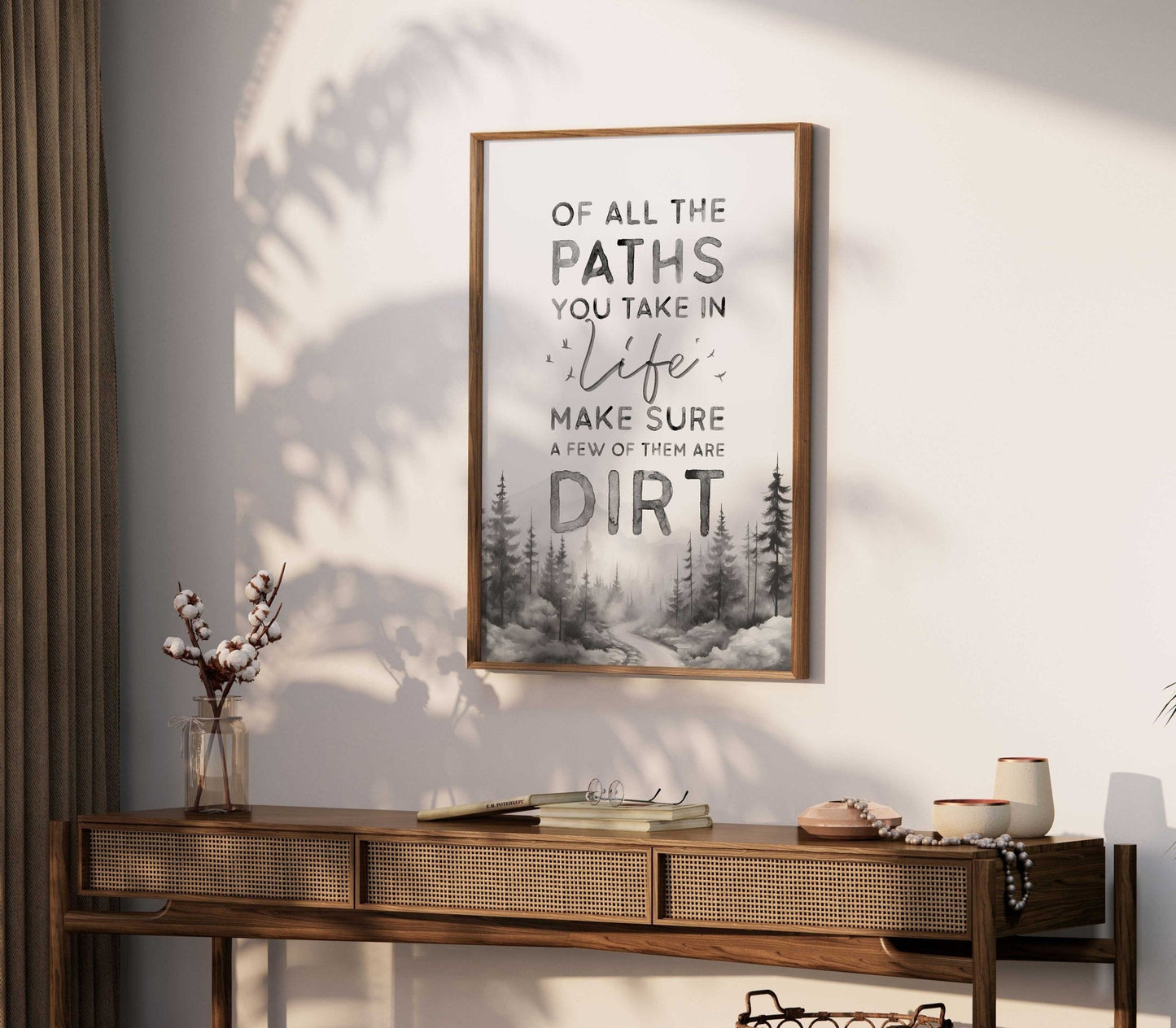 Hiking Decor, Nature Quote Art, Forest Trail Painting, Adventure Print - WildfieldPrints