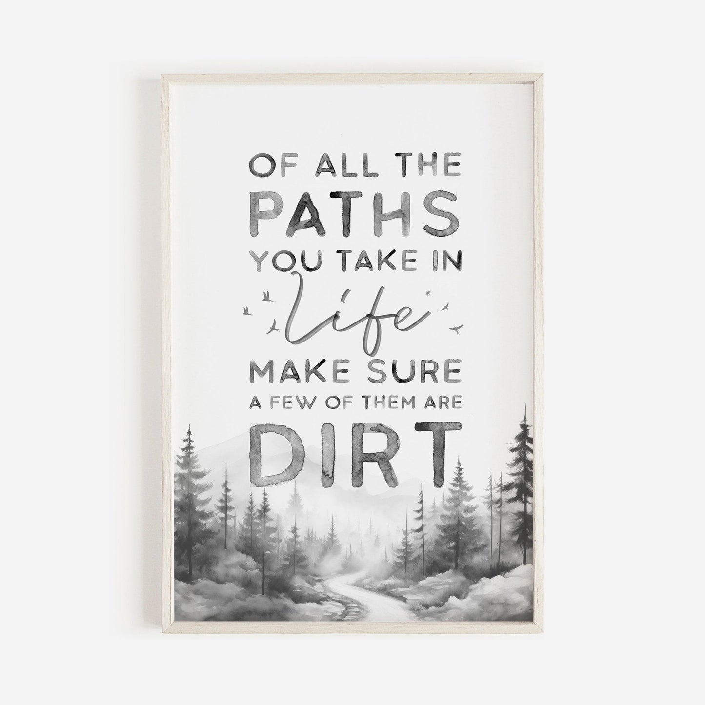 Hiking Decor, Nature Quote Art, Forest Trail Painting, Adventure Print - WildfieldPrints