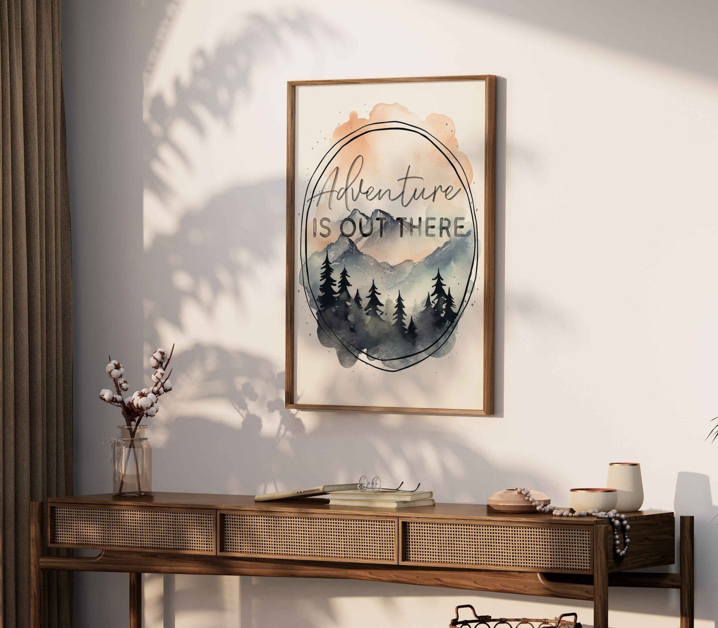 Hiking Quote Art, Adventure is Out There, Inspirational Camping Decor - WildfieldPrints
