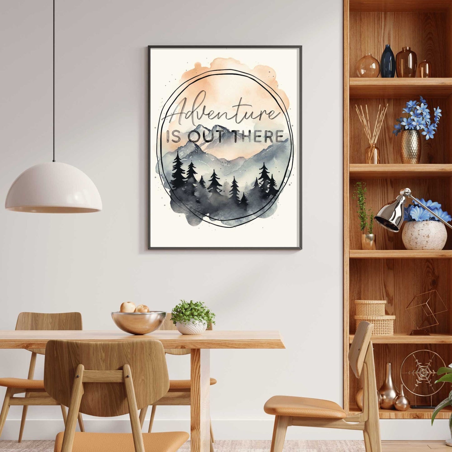 Hiking Quote Art, Adventure is Out There, Inspirational Camping Decor - WildfieldPrints