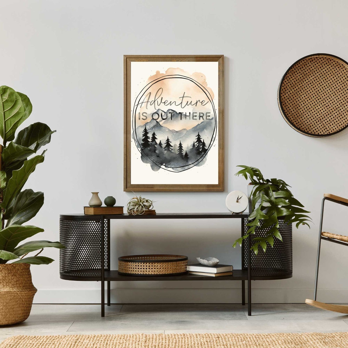 Hiking Quote Art, Adventure is Out There, Inspirational Camping Decor - WildfieldPrints