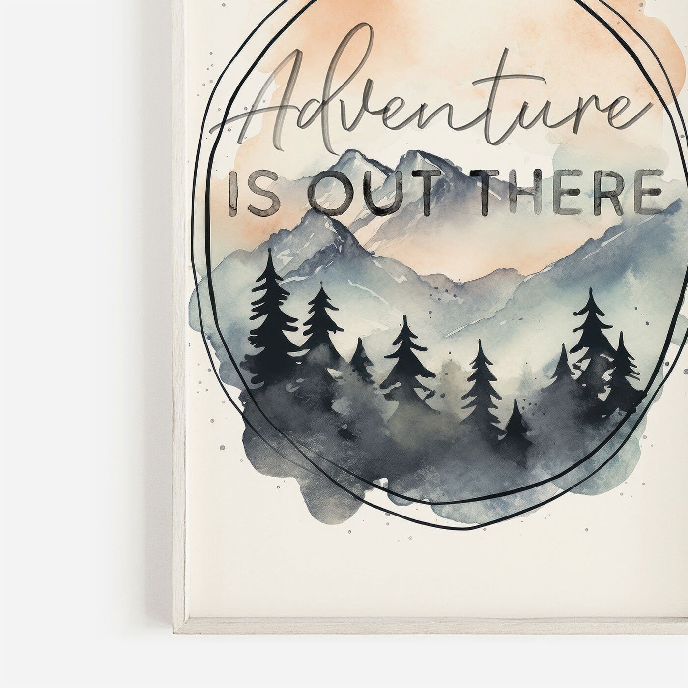 Hiking Quote Art, Adventure is Out There, Inspirational Camping Decor - WildfieldPrints