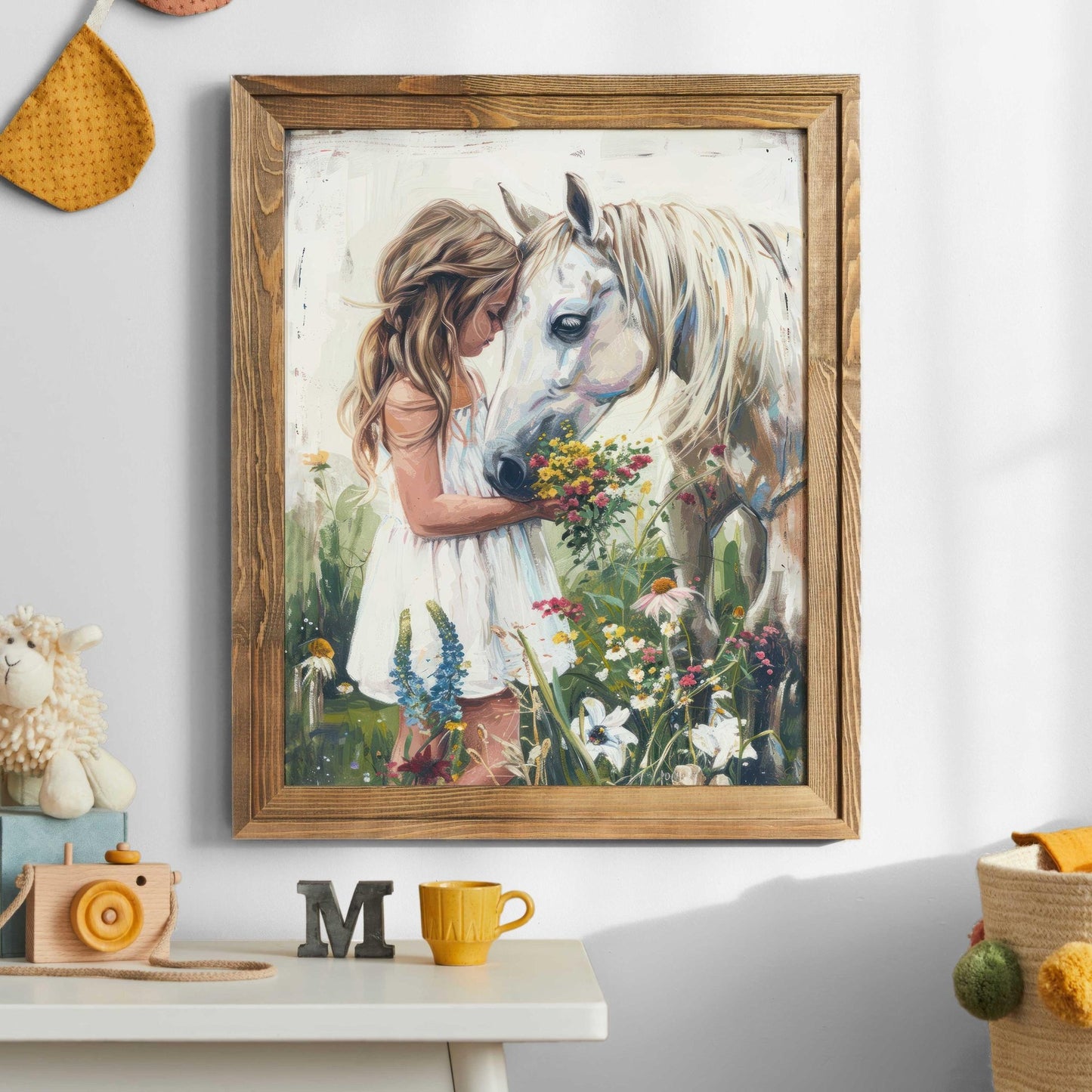 Horse Girl Room Decor, Horse & Girl Print, Vintage Nursery Wall Art - WildfieldPrints