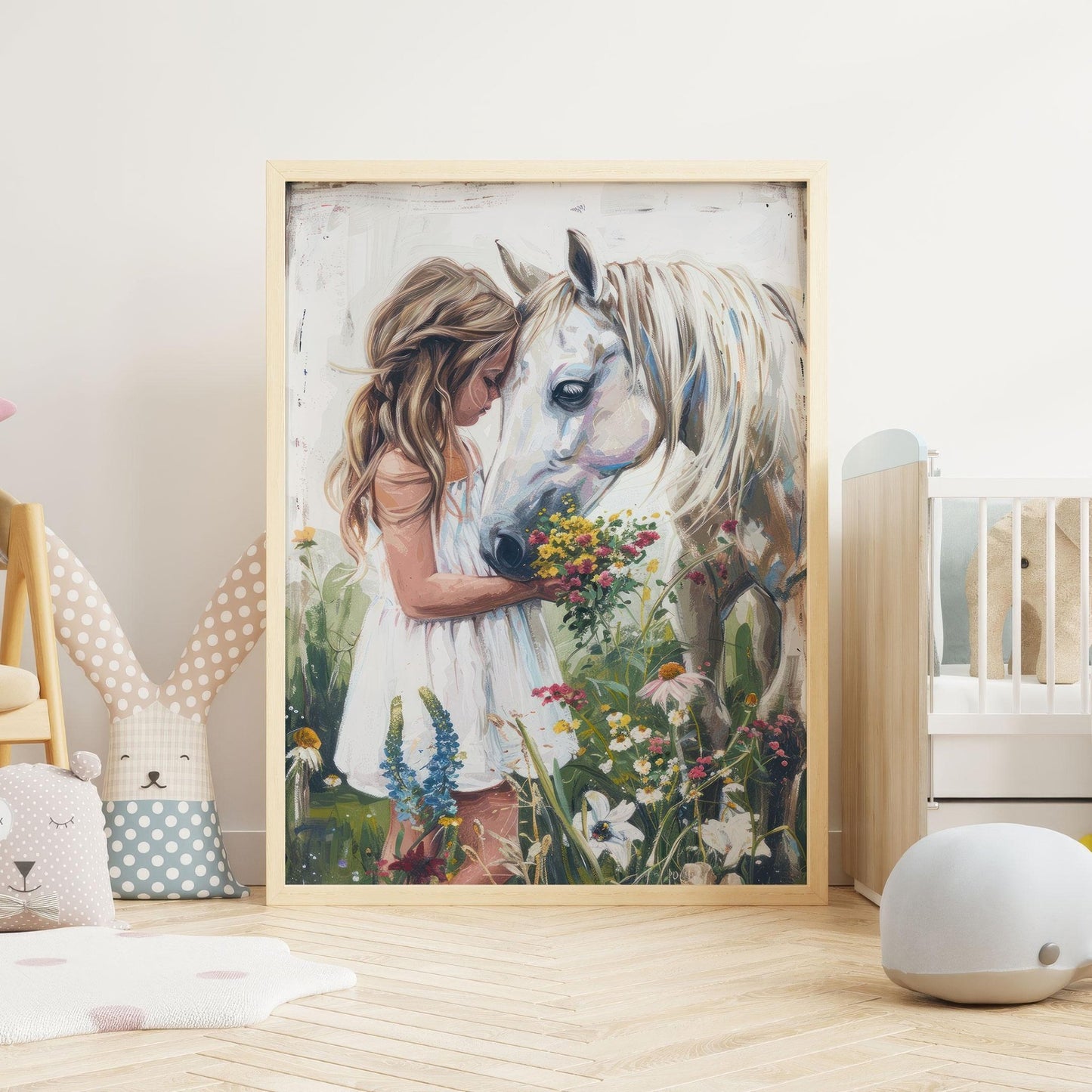 Horse Girl Room Decor, Horse & Girl Print, Vintage Nursery Wall Art - WildfieldPrints
