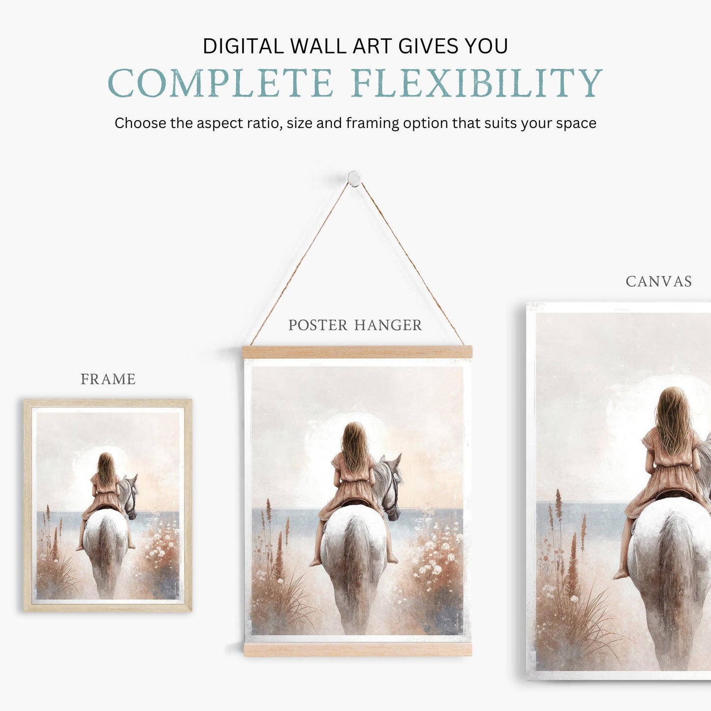 Horse Nursery Art, Equestrian Decor for Girls, White Horse Painting - WildfieldPrints