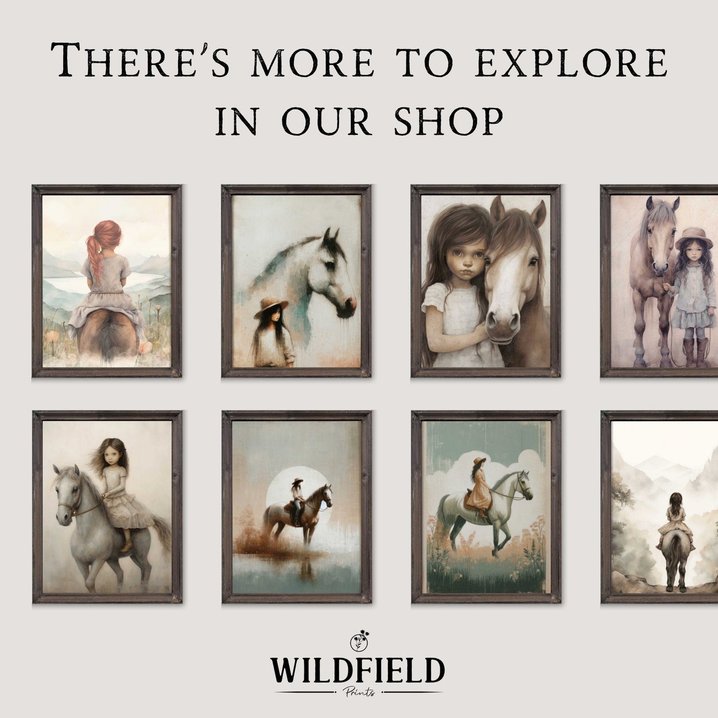 Horse Nursery Decor, Farmhouse Equestrian Art, Gifts for Girls - WildfieldPrints