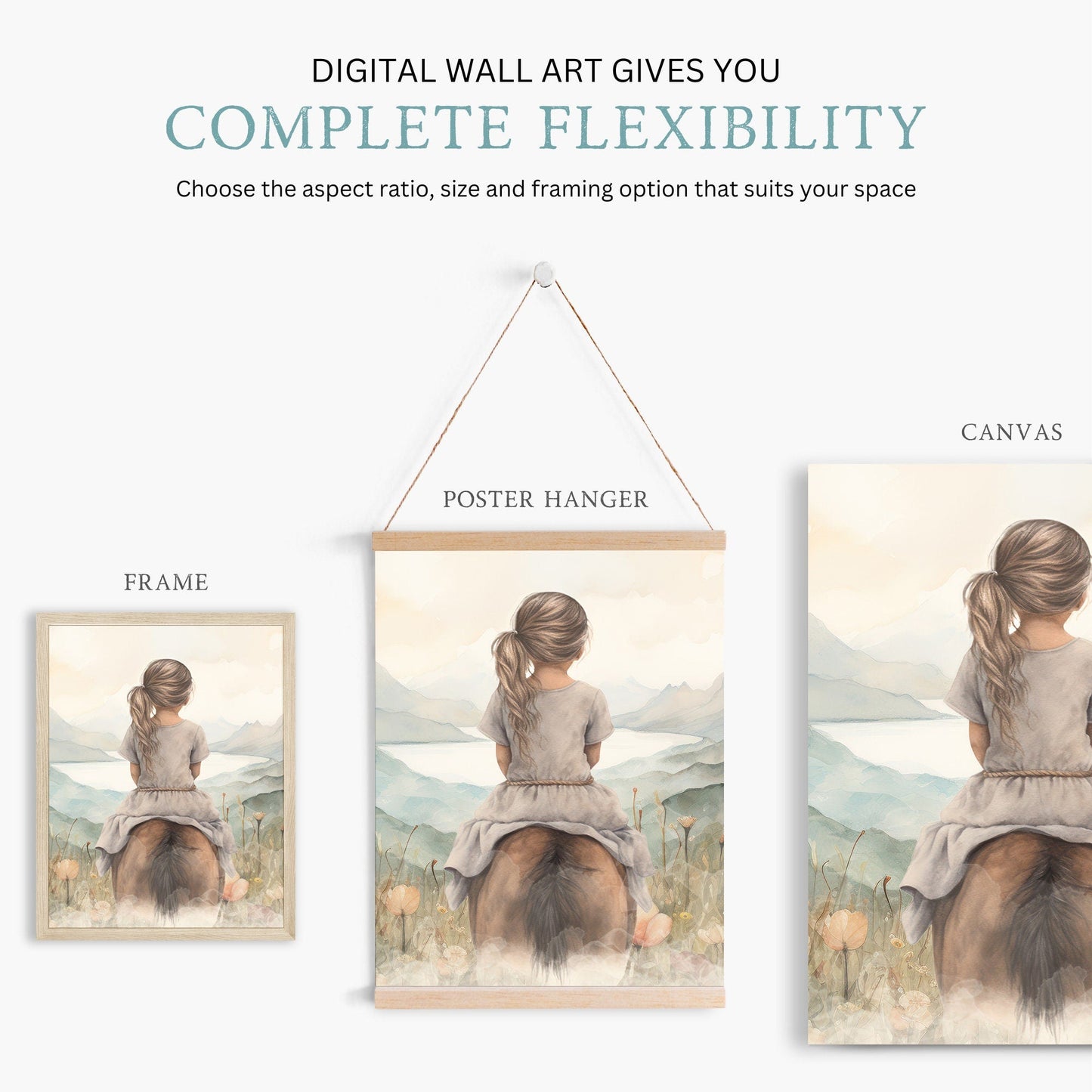 Horse Nursery Decor, Farmhouse Equestrian Art, Gifts for Girls - WildfieldPrints
