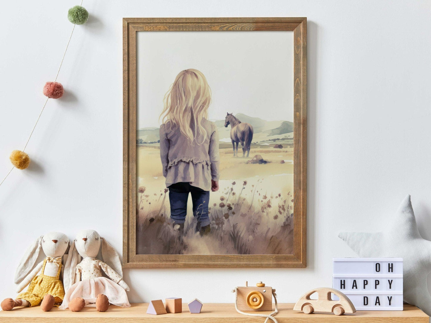 Horse Nursery Decor, Horse Gift for Young Girls, Girls Room Wall Art - WildfieldPrints