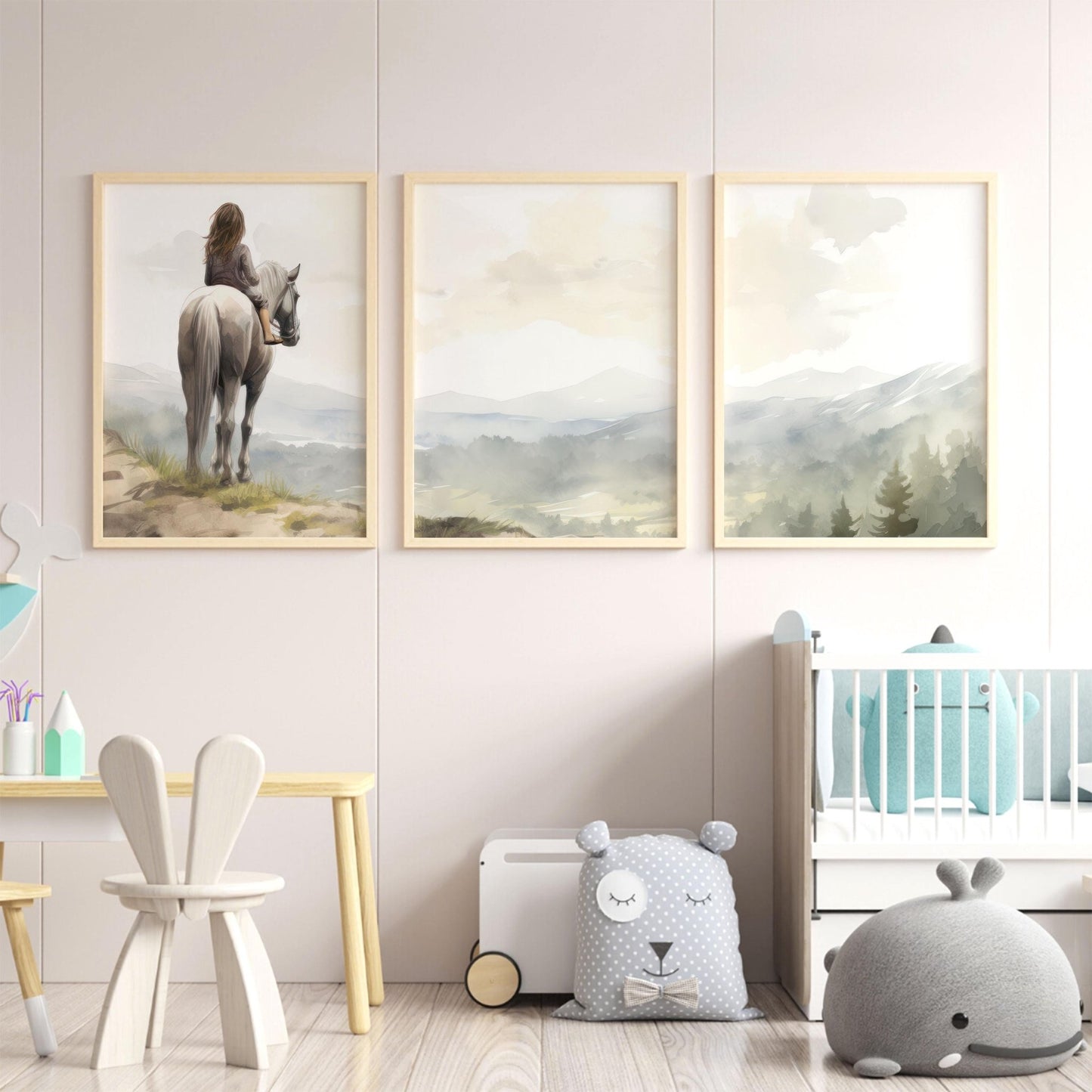 Horse Nursery Prints, Charming Girl Decor, Equestrian Wall Art - WildfieldPrints