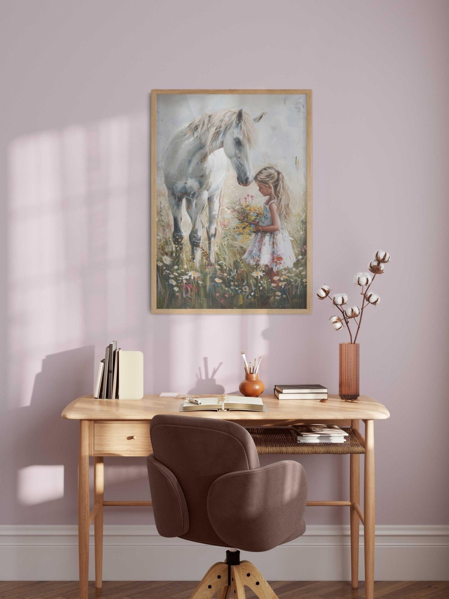Horse Print for Girls Room, Girl & Horse Print, Horse Gift Young Girl, Horse Nursery Wall Art, Vintage Horse Painting, Printable Horse Art - My Store