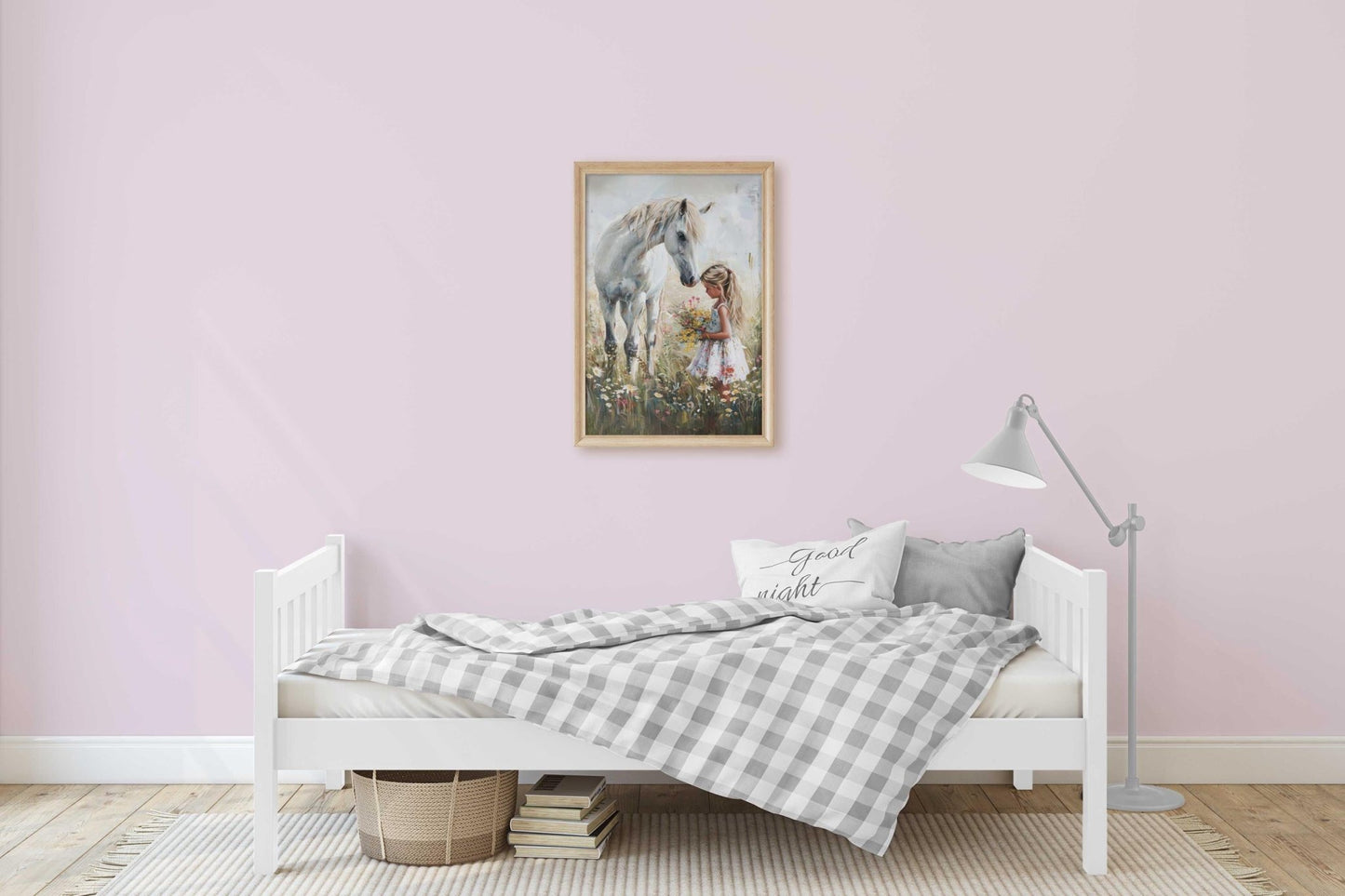 Horse Print for Girls Room, Girl & Horse Print, Horse Gift Young Girl, Horse Nursery Wall Art, Vintage Horse Painting, Printable Horse Art - My Store