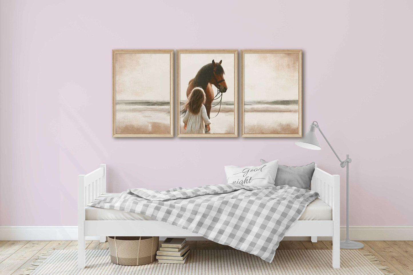 Horse Wall Art Girls Room, Horse Nursery Decor, Set of 3, Horse on the Beach Print, Horse Lover Wall Decor, Printable Horse Decor for Girls - My Store