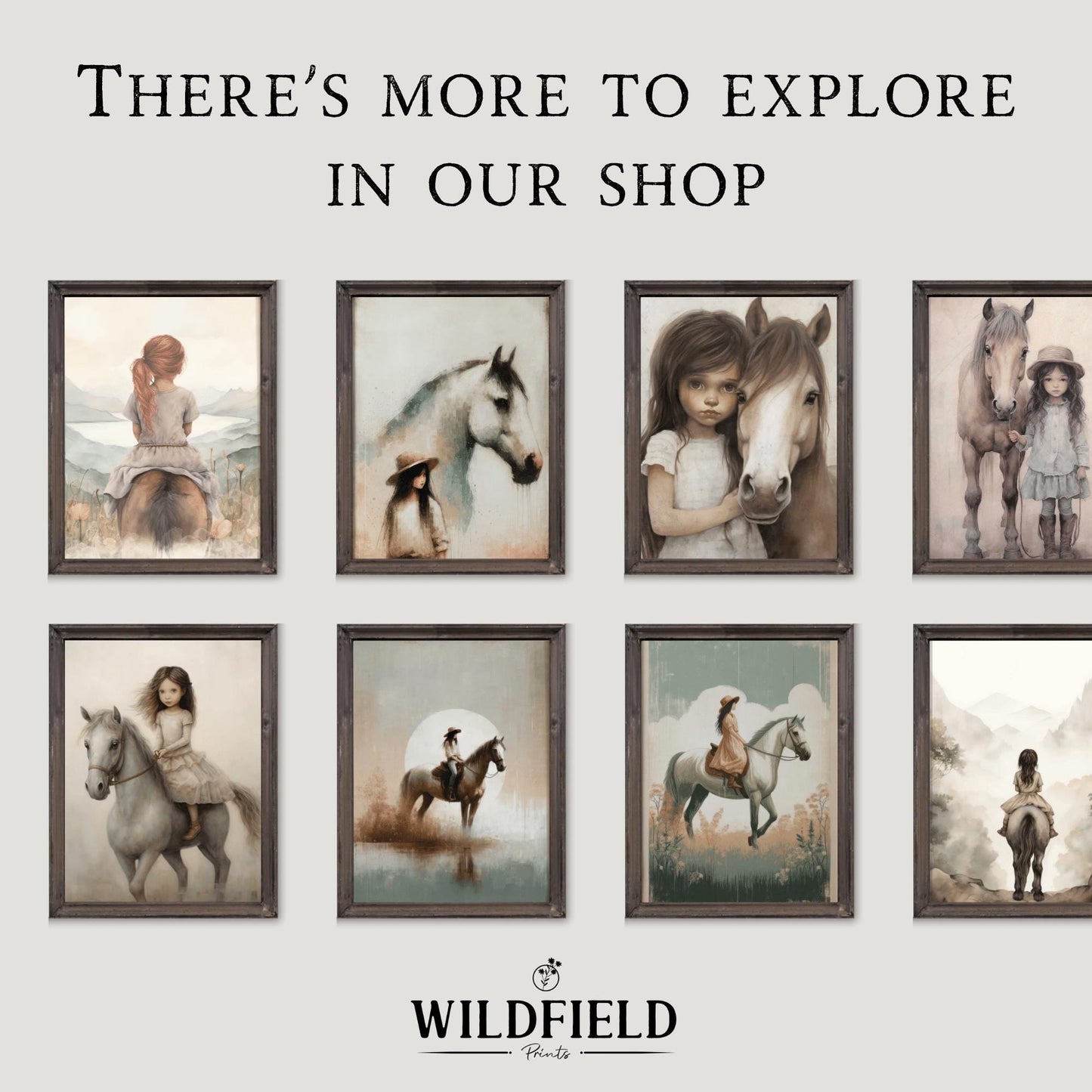 Horse Wall Art, Horse Nursery Decor, Gift for Young Horse Lovers - WildfieldPrints