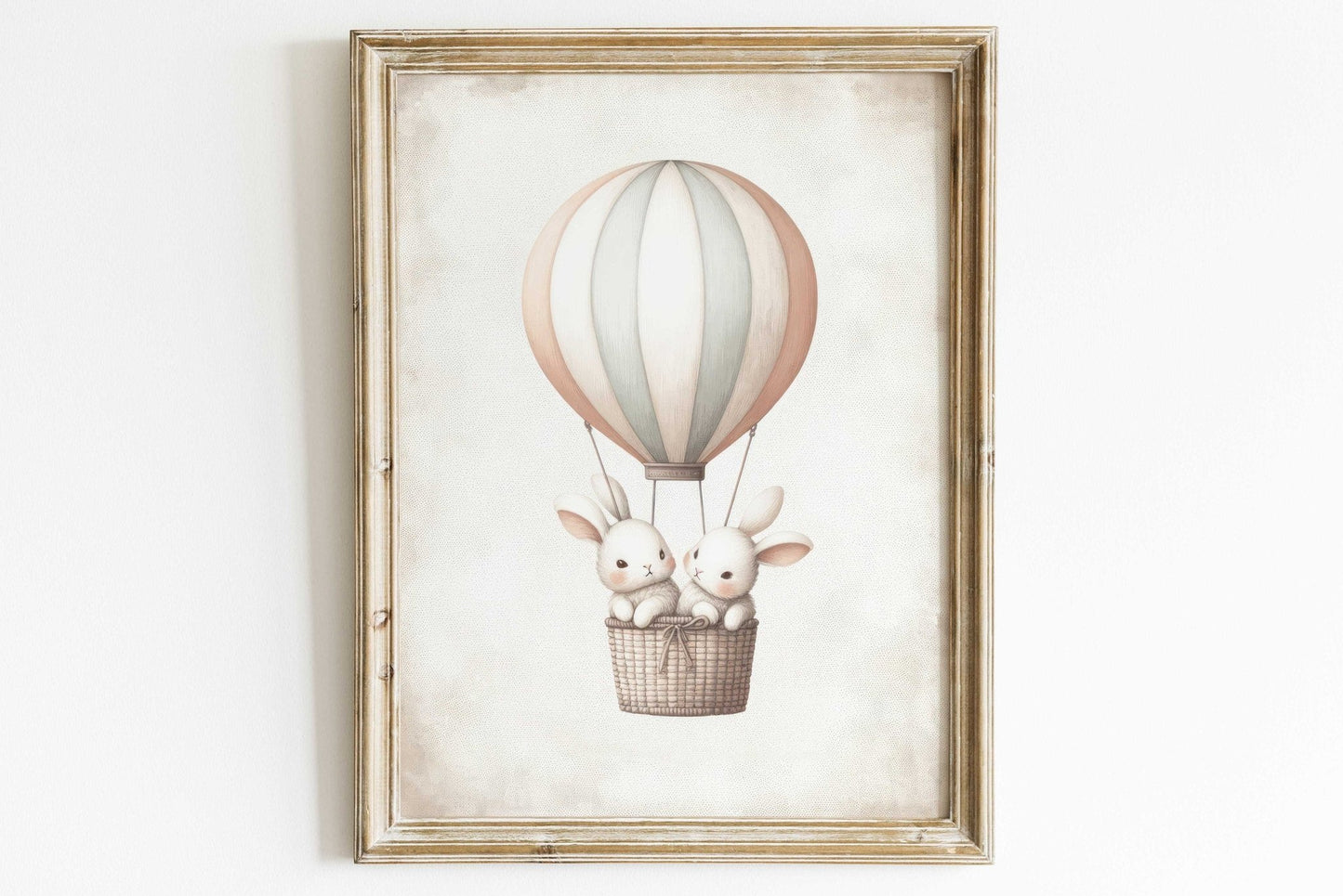 Hot Air Balloon Nursery Art, Cute Bunny Wall Decor, Baby Shower Gift - WildfieldPrints