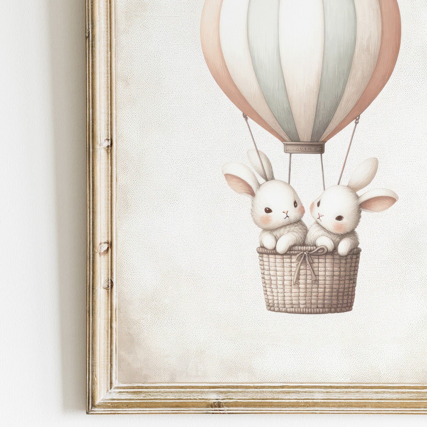 Hot Air Balloon Nursery Art, Cute Bunny Wall Decor, Baby Shower Gift - WildfieldPrints