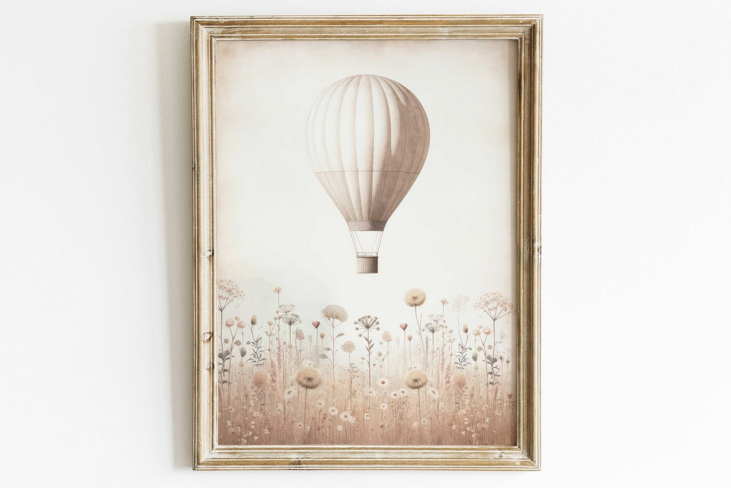 Hot Air Balloon Nursery Art, Rustic Pink Room Decor, Vintage Wall Decor - WildfieldPrints