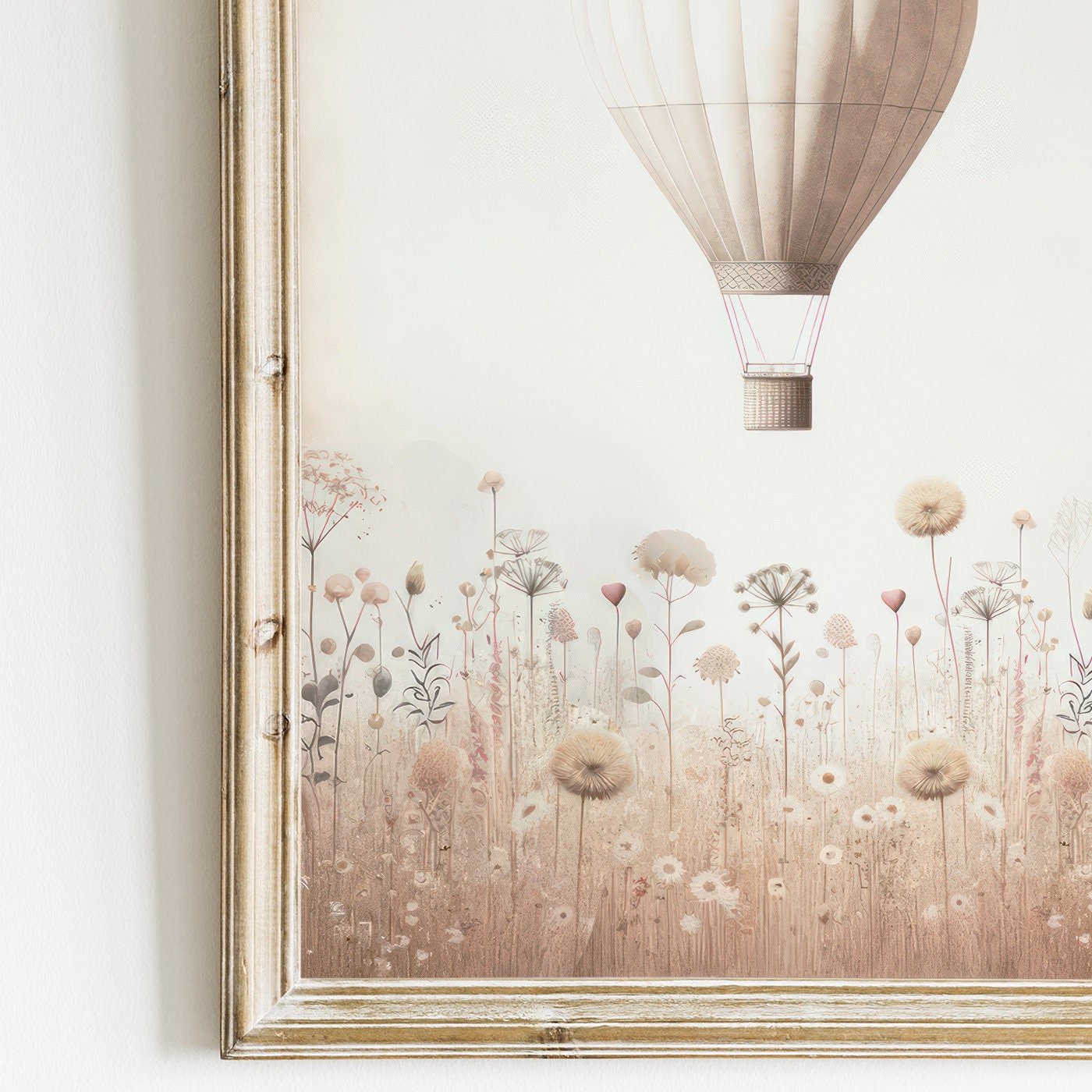 Hot Air Balloon Nursery Art, Rustic Pink Room Decor, Vintage Wall Decor - WildfieldPrints