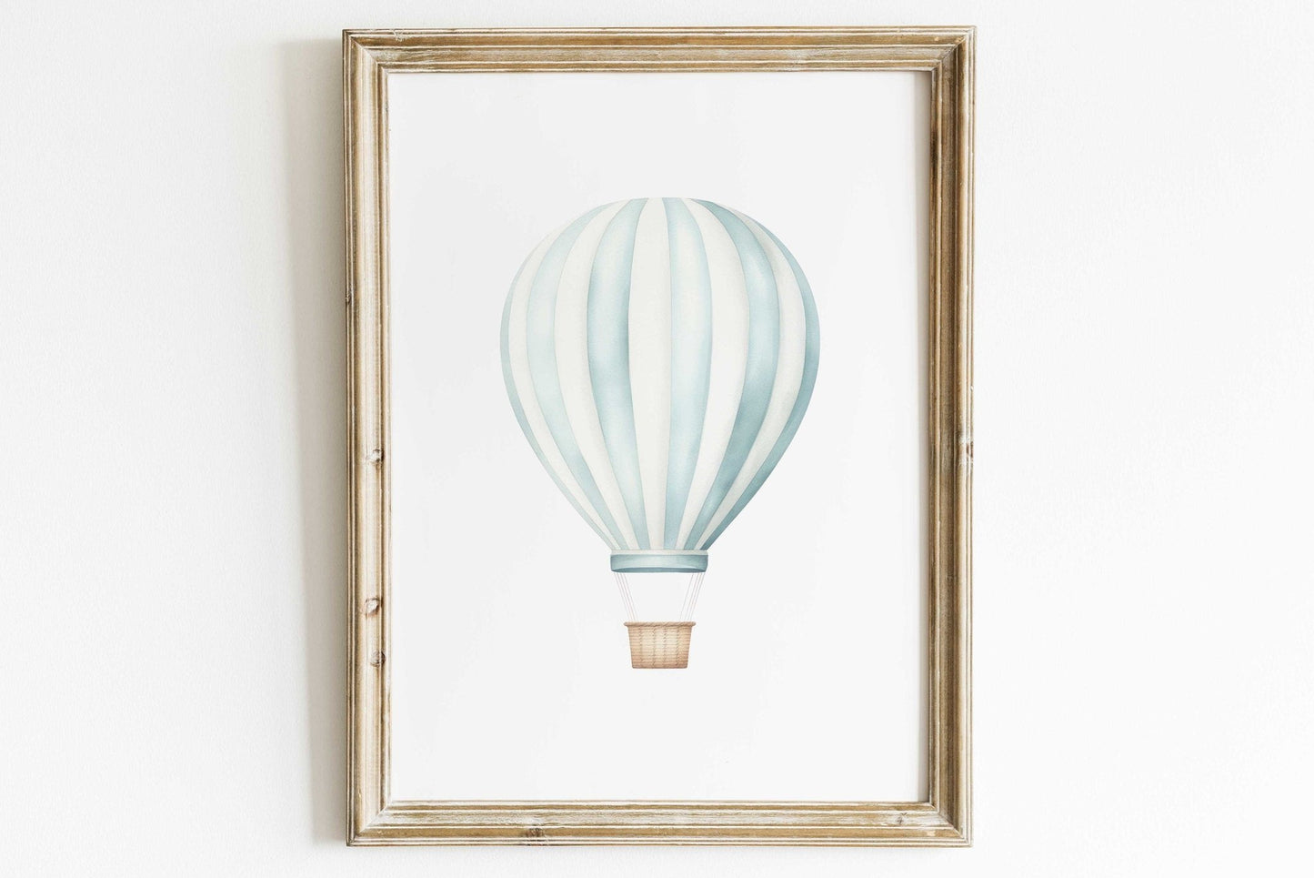 Hot Air Balloon Nursery Art, Teal Minimalist Decor for Boys Room - WildfieldPrints