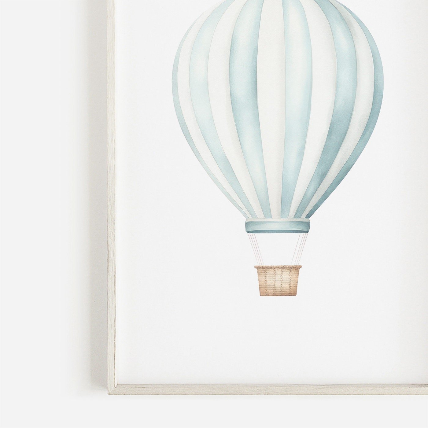 Hot Air Balloon Nursery Art, Teal Minimalist Decor for Boys Room - WildfieldPrints