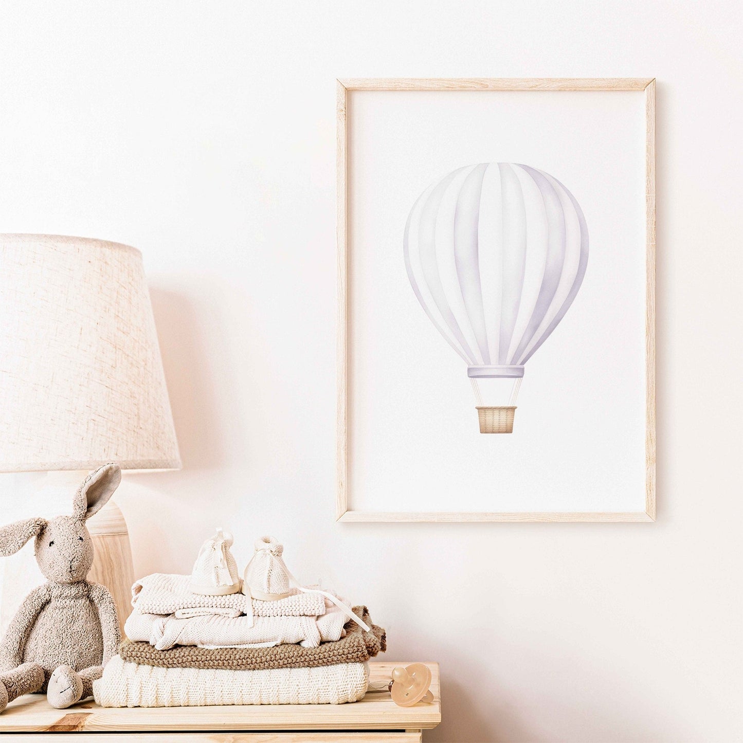 Hot Air Balloon Nursery Art, Vintage Transportation Decor, Purple Design - WildfieldPrints