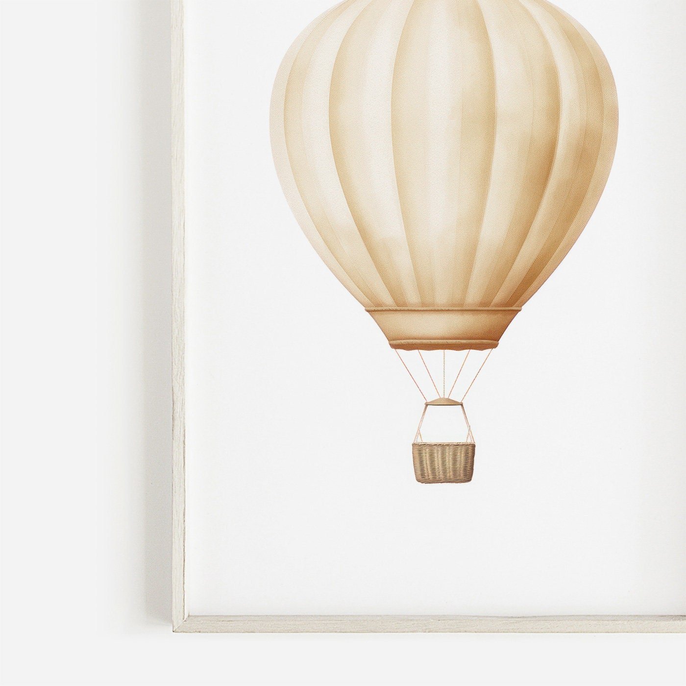 Hot Air Balloon Nursery Art, Yellow Decor for Minimalist Rooms - WildfieldPrints